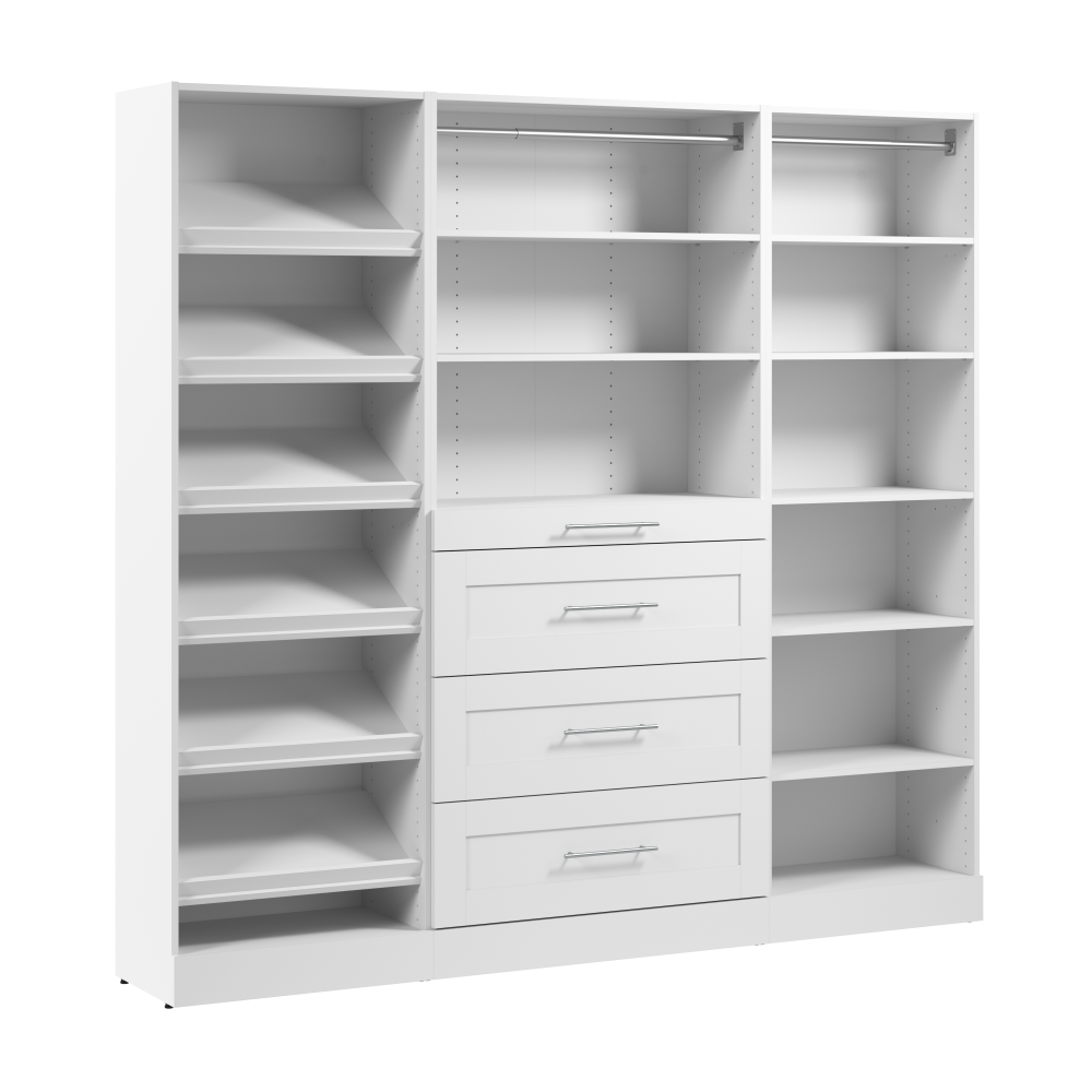 White / Rods, Drawers, Shoe Shelf / Shaker Drawers