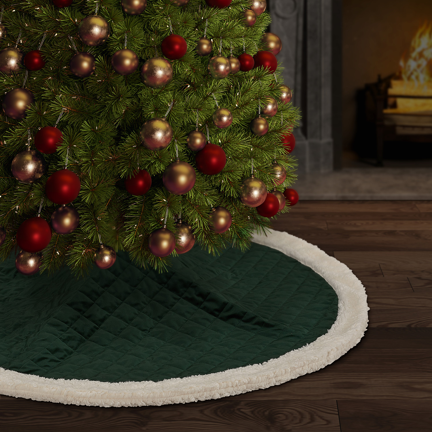 Evergreen Quilted Christmas Tree Skirt