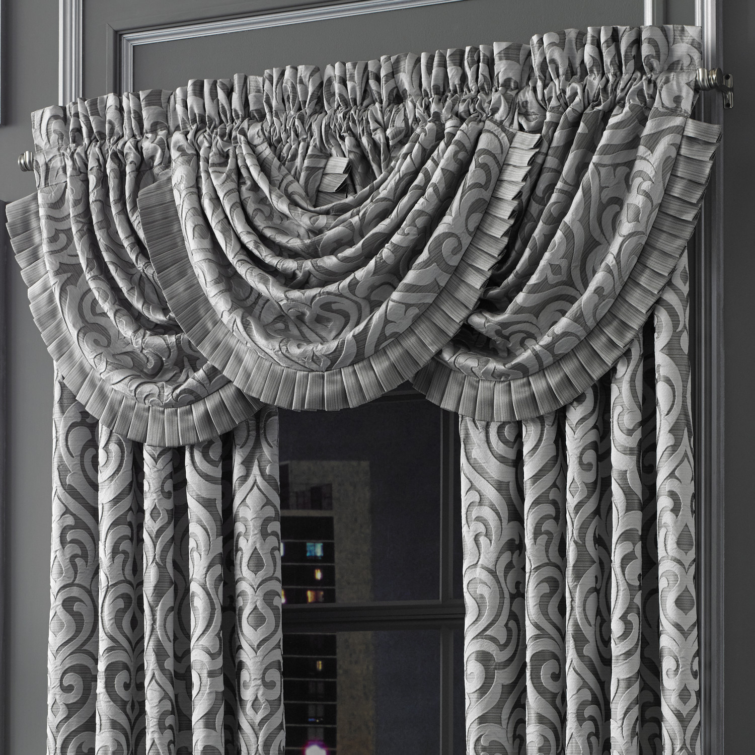 Silver Window Waterfall Valance