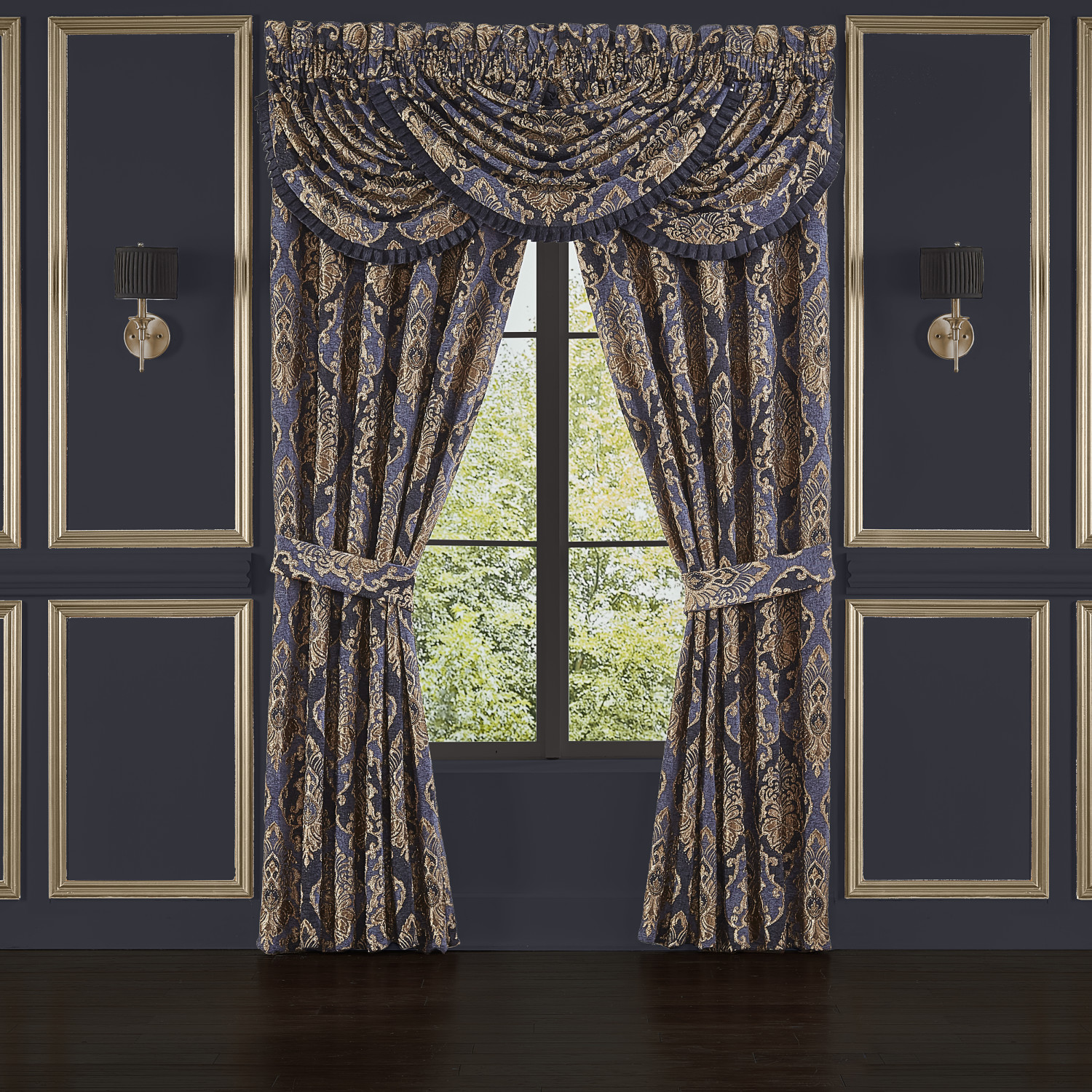 Indigo Window Waterfall Valance