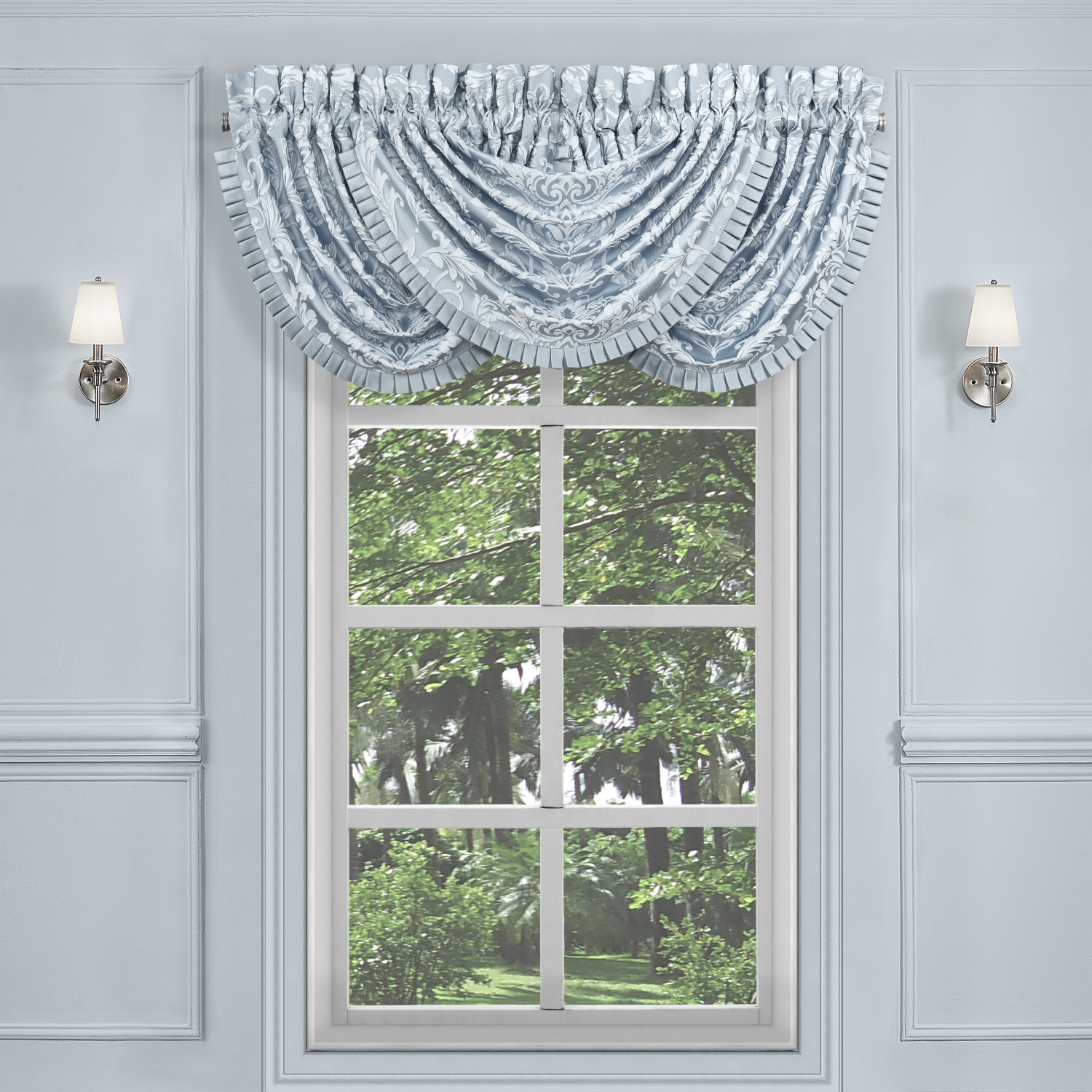 Powder Blue Window Waterfall Valance