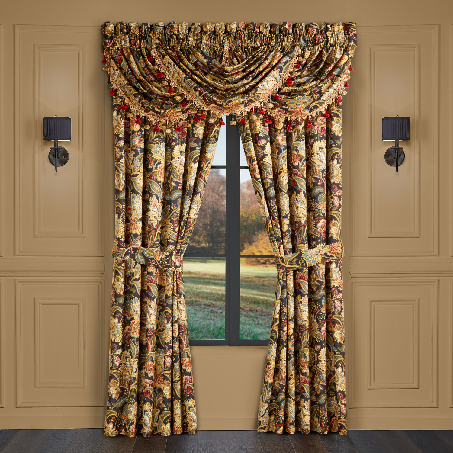 Black Window Waterfall Valance