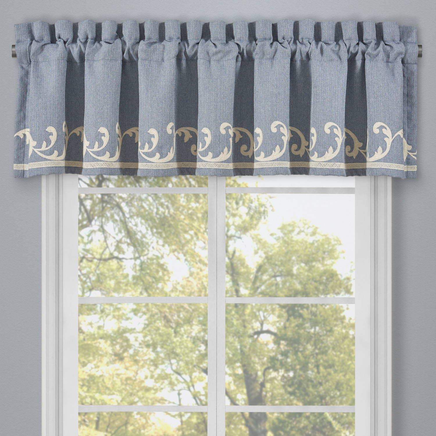 Blue Window Straight Valance