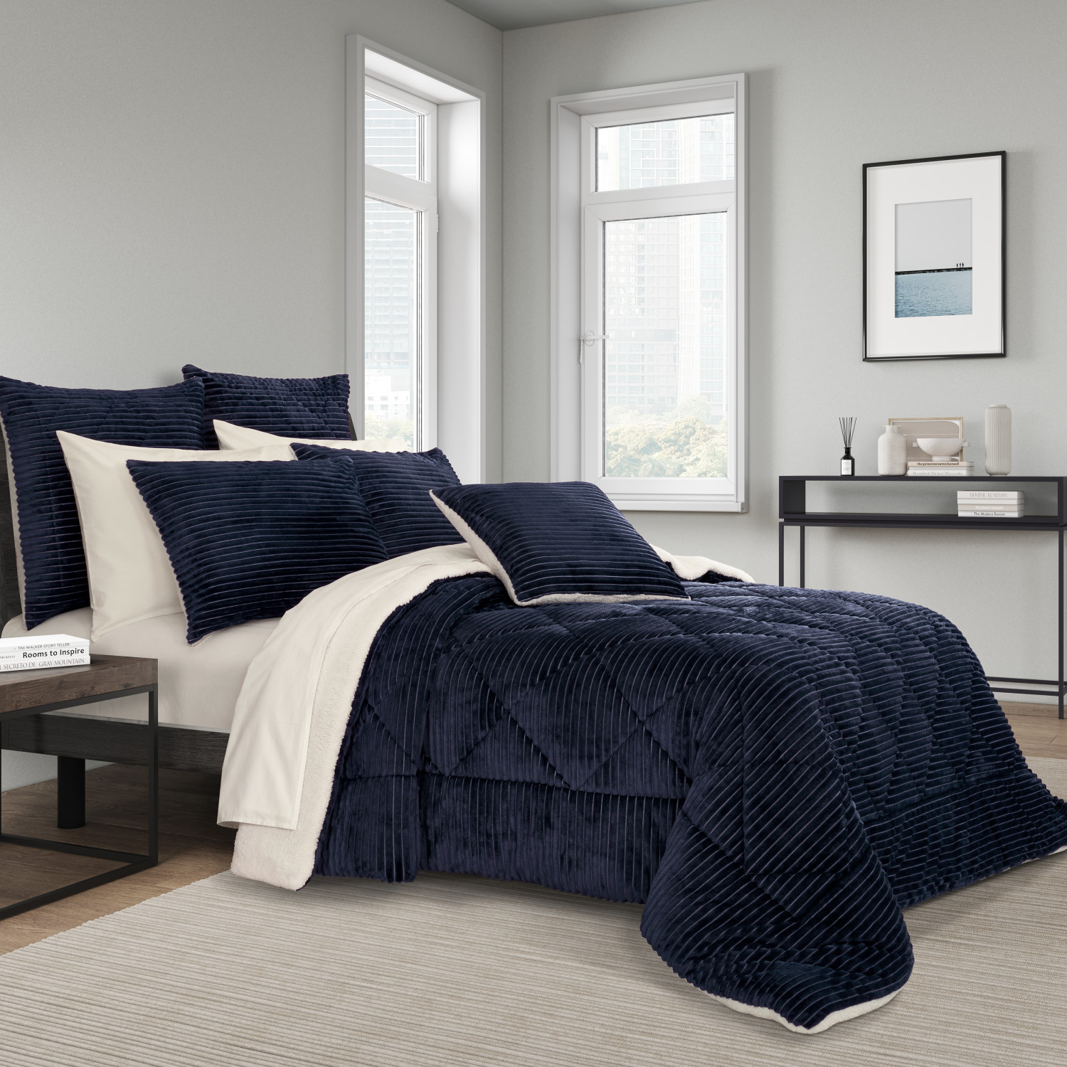 Navy Full/Queen 3Pc. Comforter Set