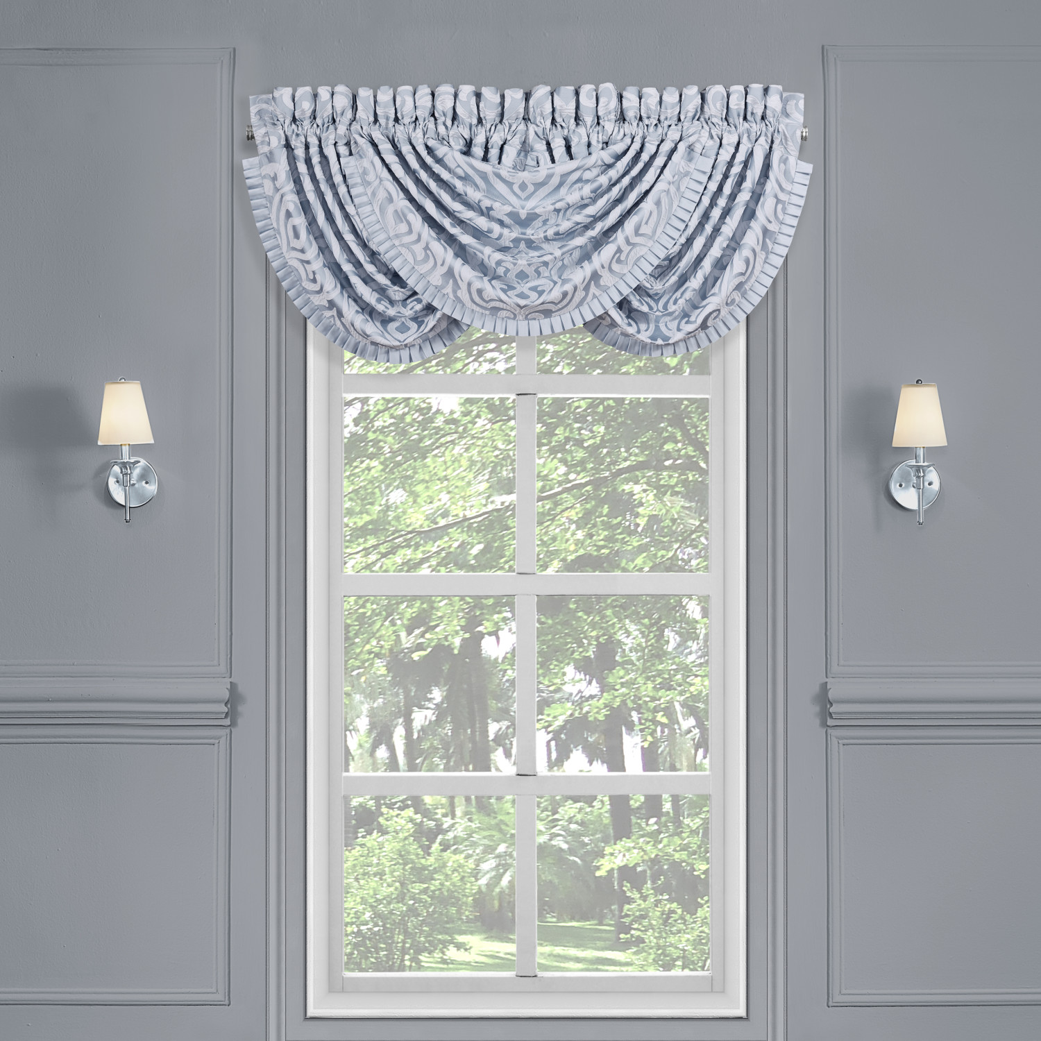 Powder Blue Window Waterfall Valance