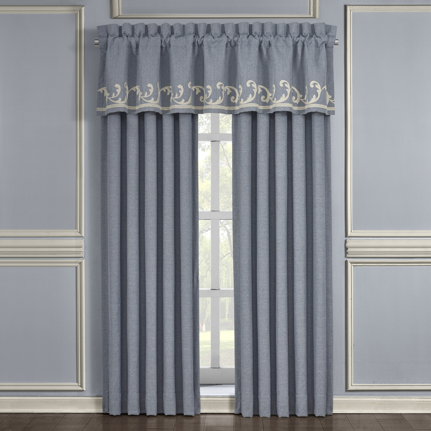 Blue Window Straight Valance