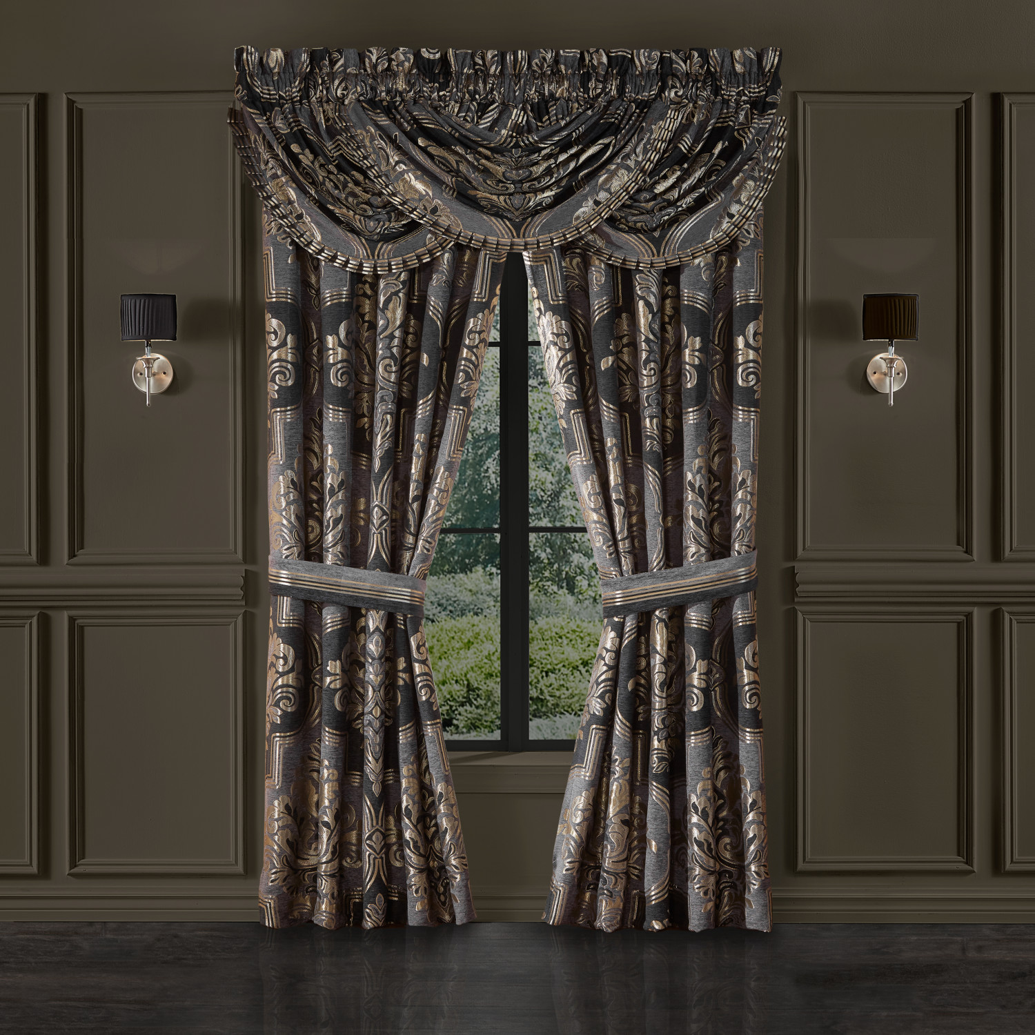 Pewter Window Waterfall Valance