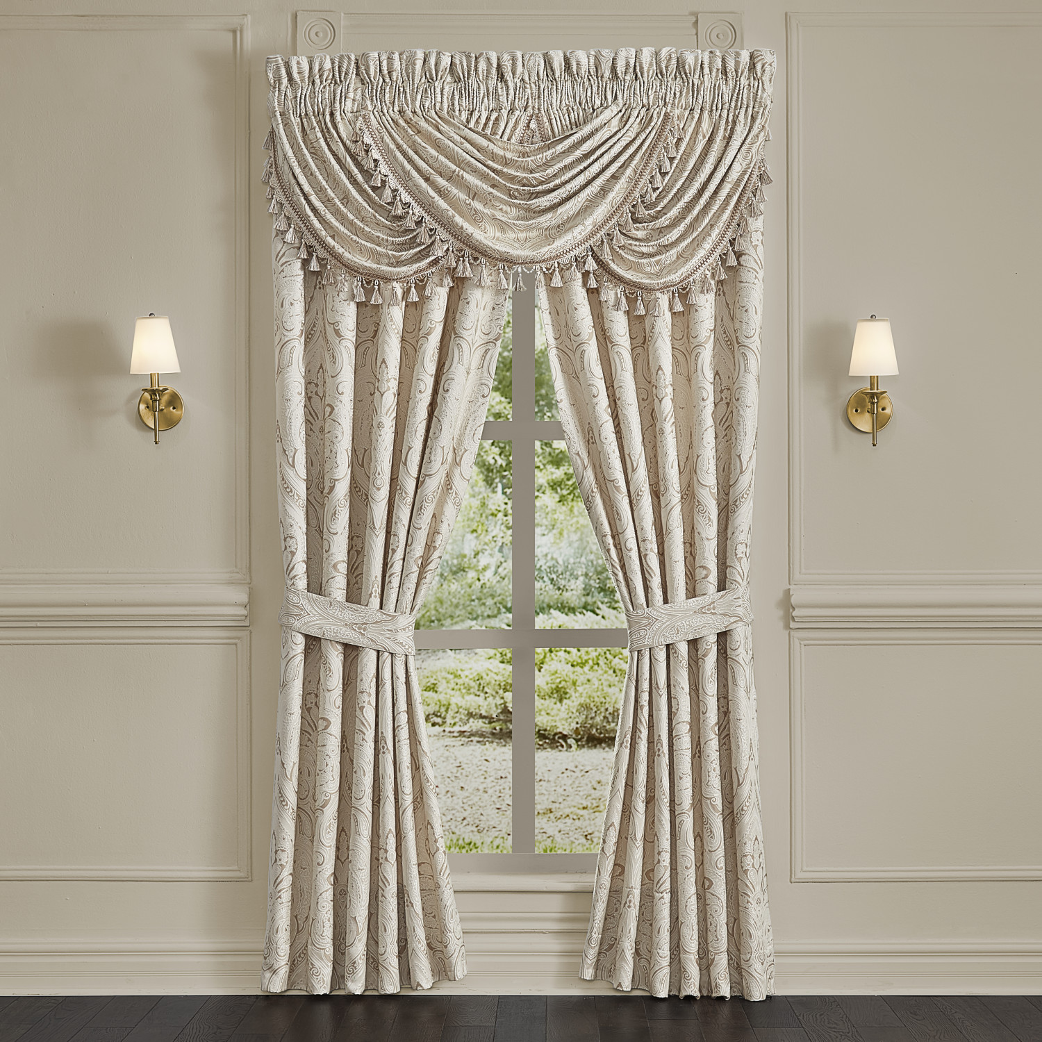 Champagne Window Waterfall Valance