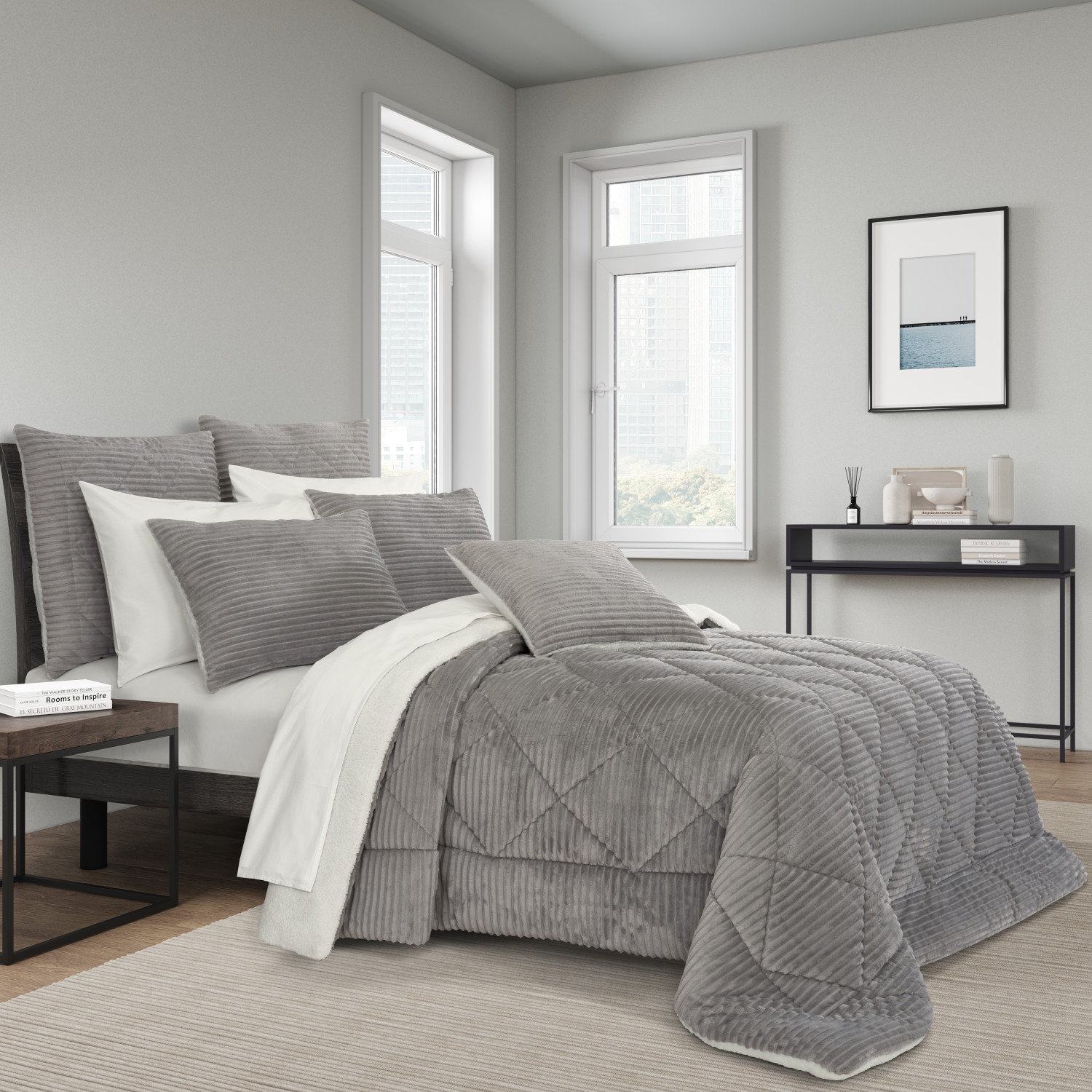 Light Grey Full/Queen 3Pc. Comforter Set