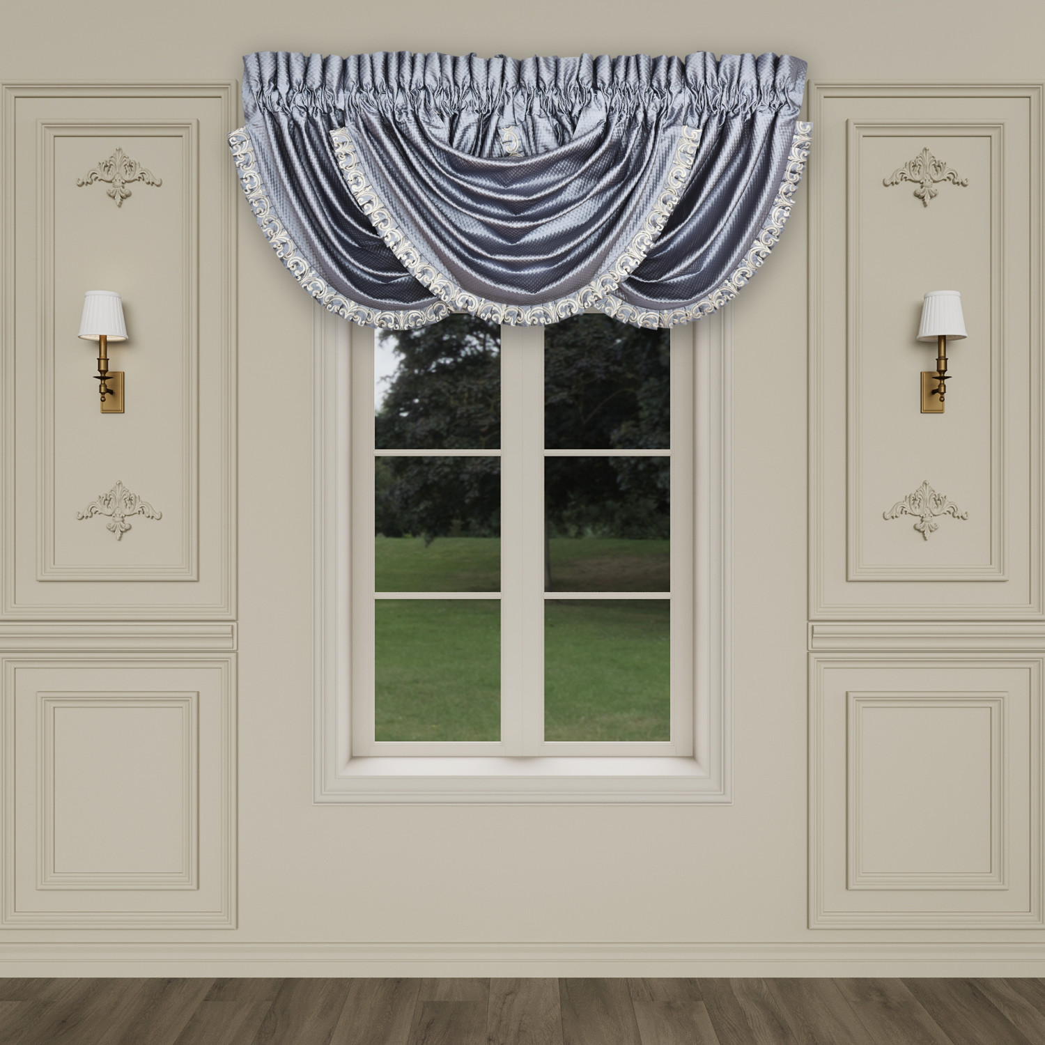Powder Blue Window Waterfall Valance