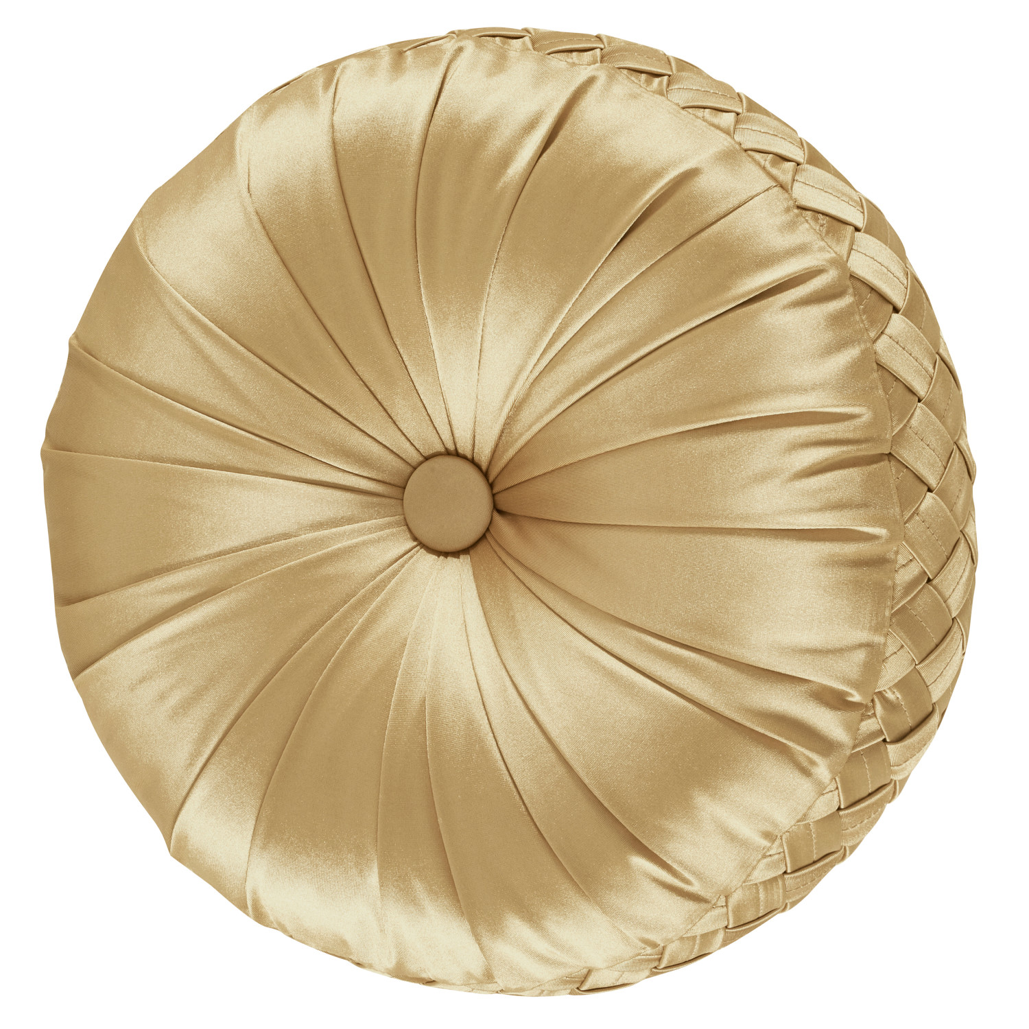 Gold Tufted Round Decorative Throw Pillow