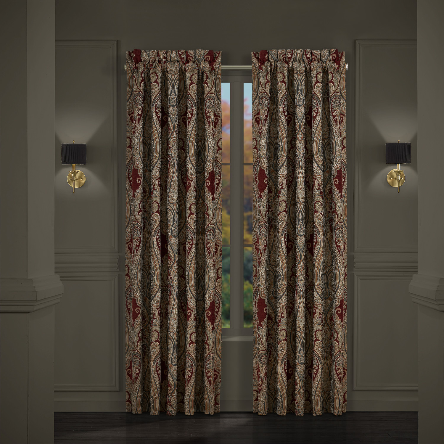 Red 84inch Window Panel Pair