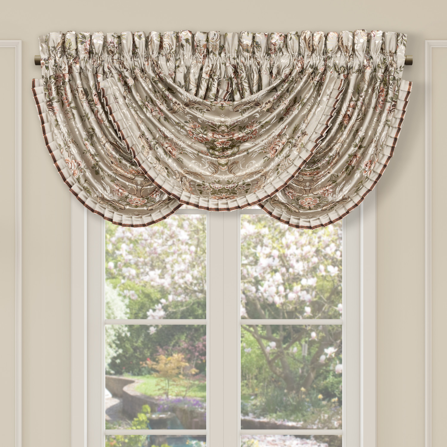 Coral Window Waterfall Valance