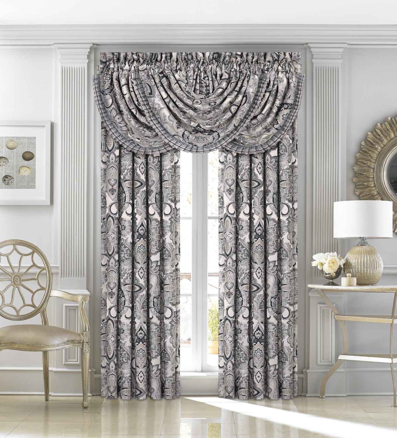Silver Window Waterfall Valance