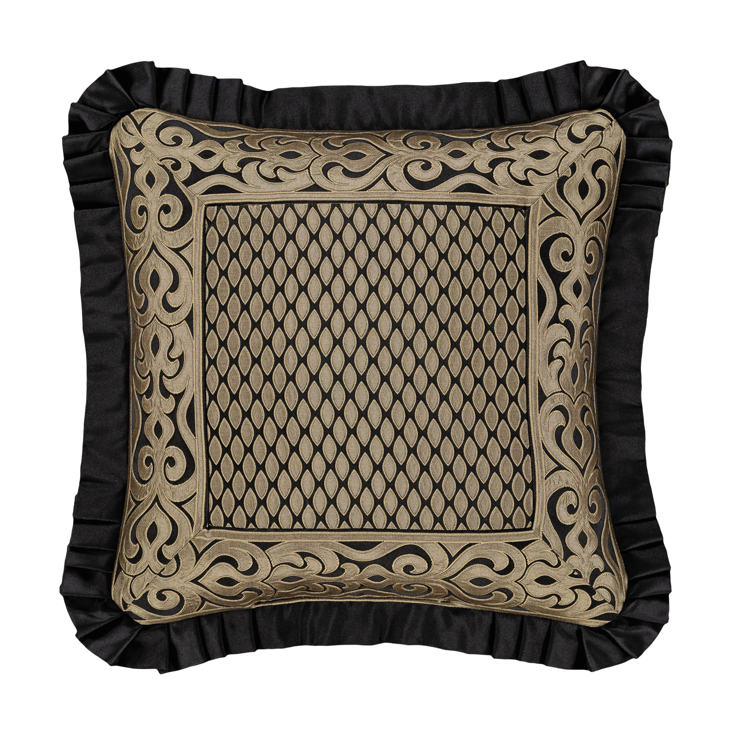 Black 20inch Square Embellished Decorative Throw Pillow