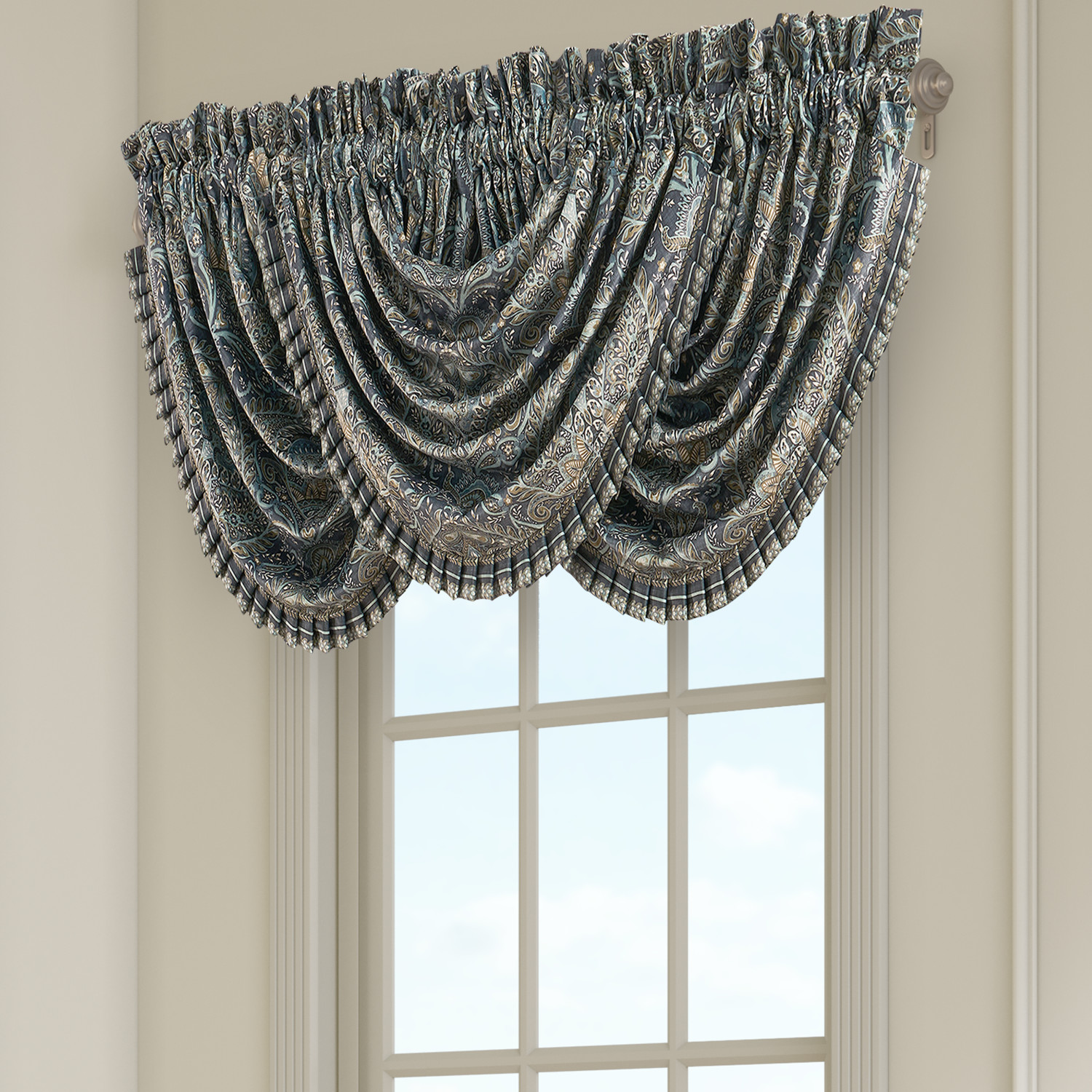 Blue Window Waterfall Valance