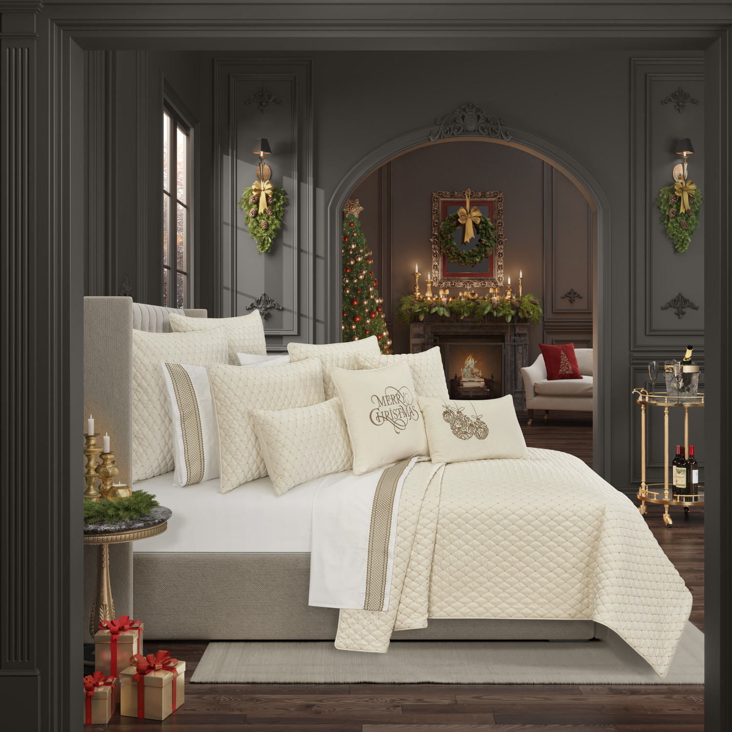 Winter White Full/Queen 3Pc. Quilt Set