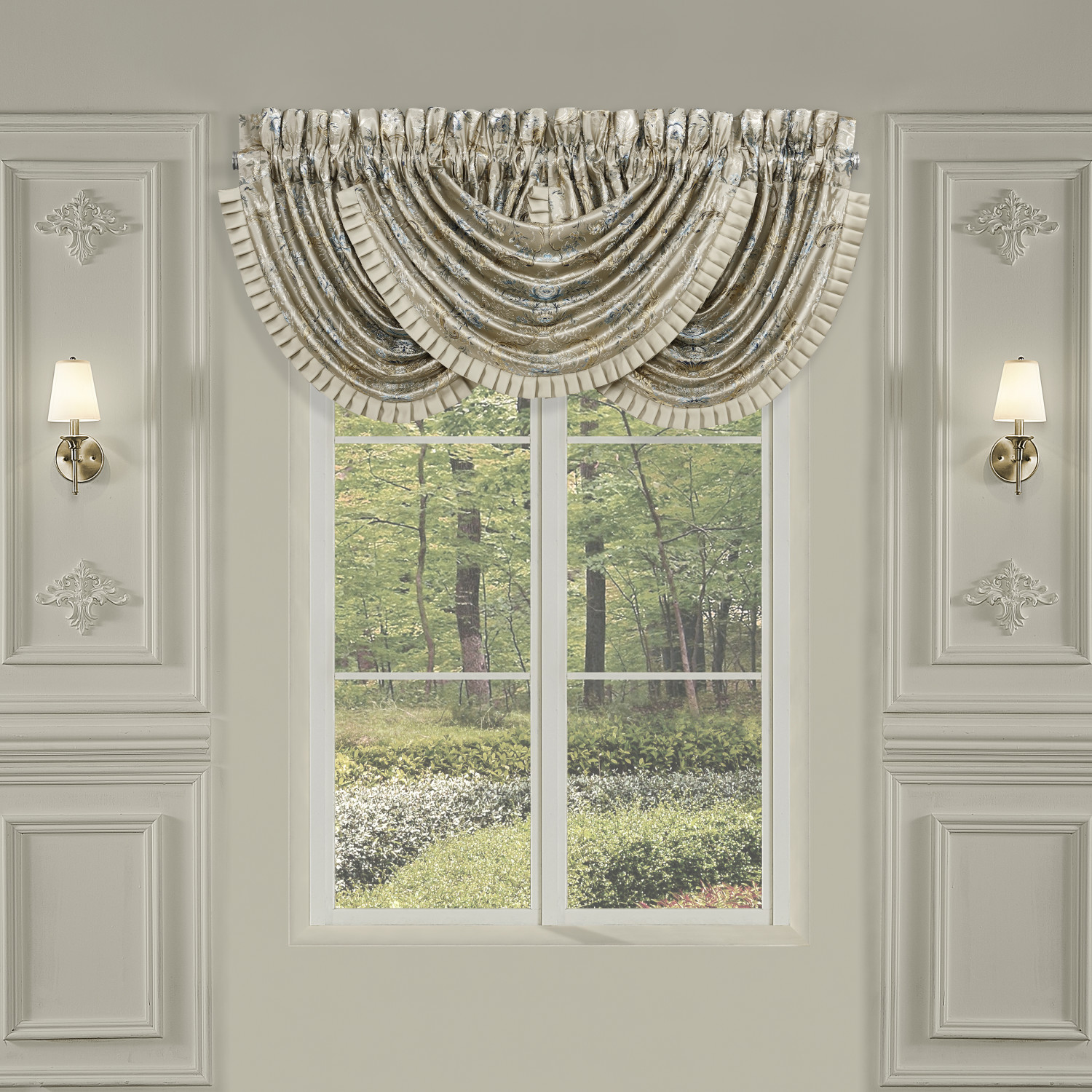 Teal Window Waterfall Valance