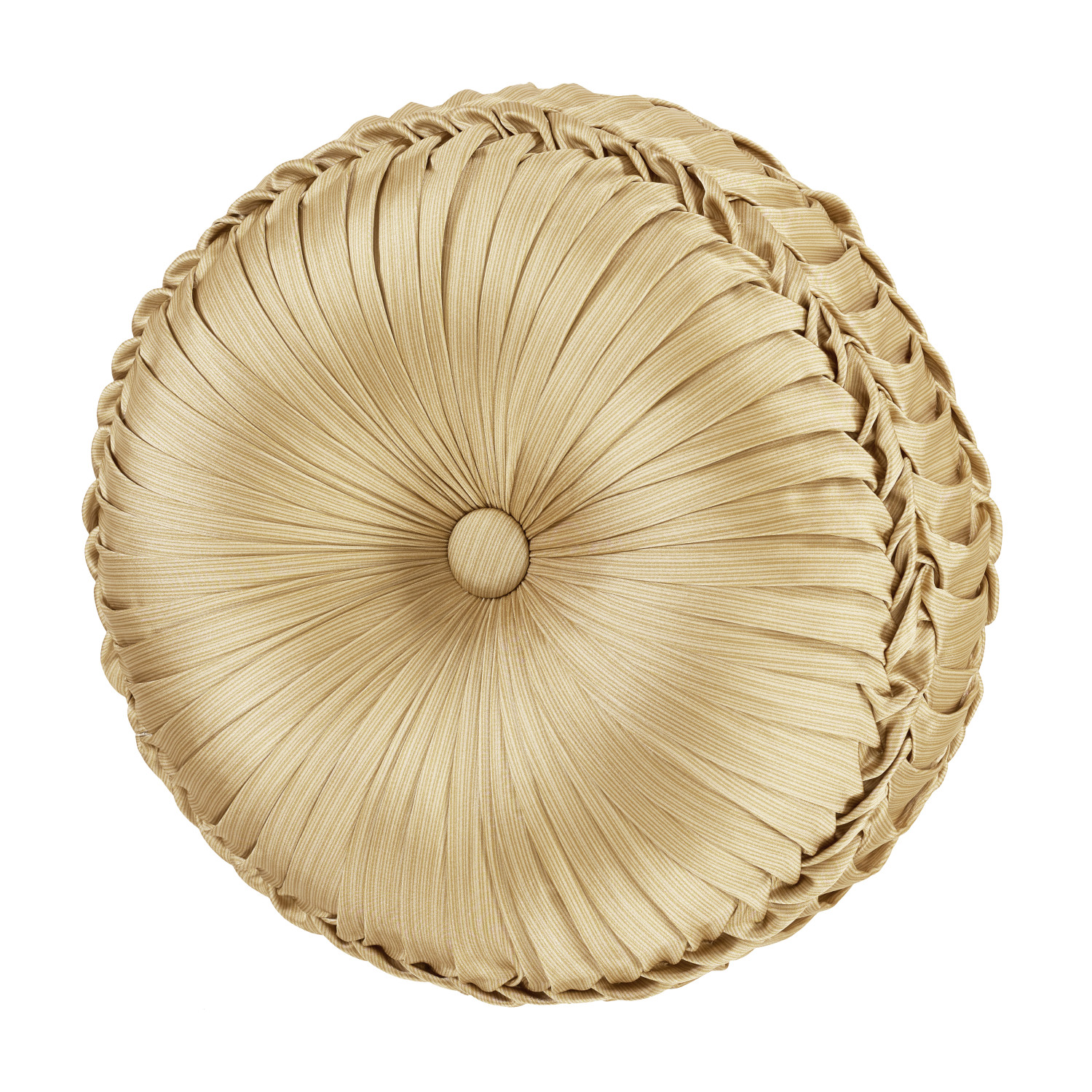 Gold Tufted Round Decorative Throw Pillow