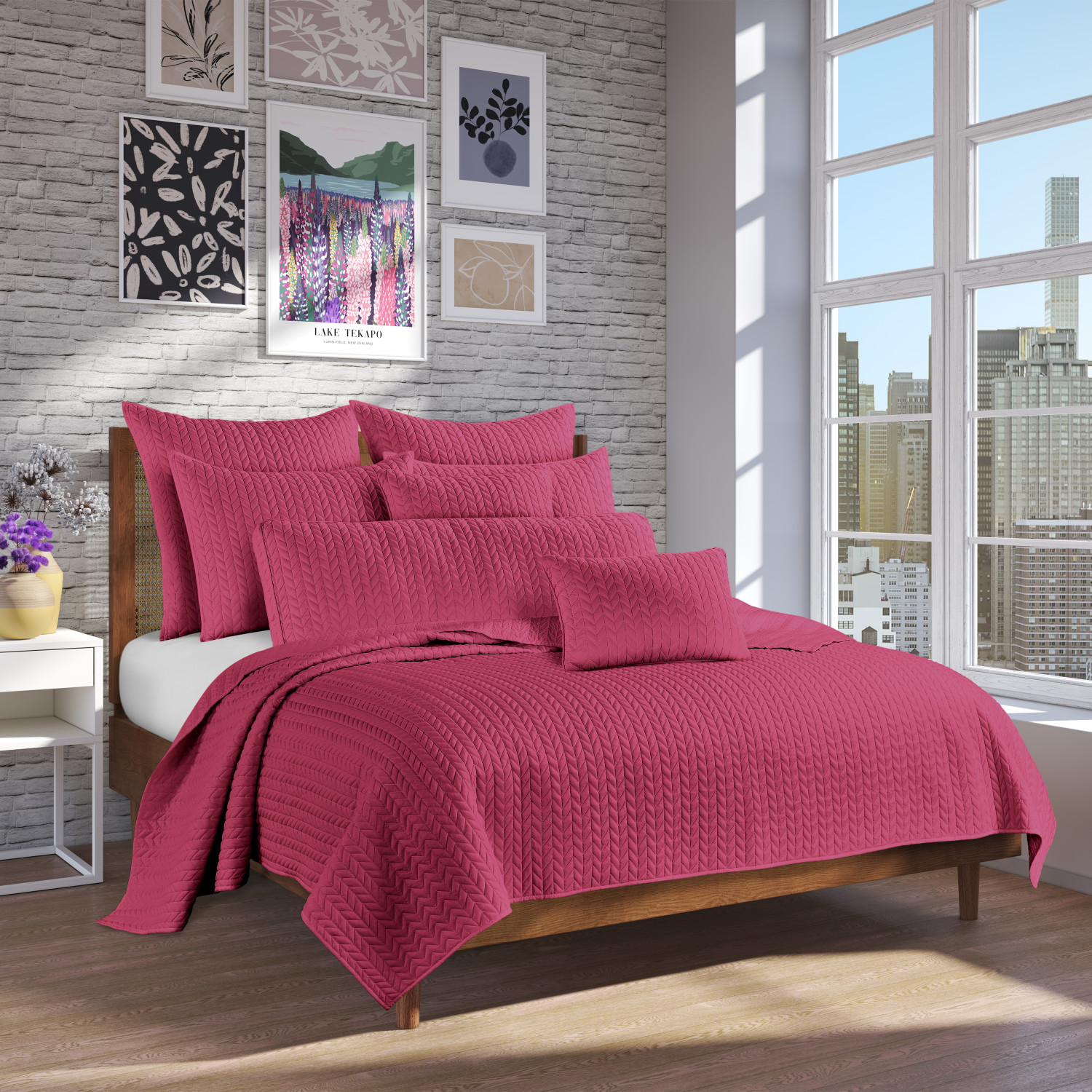 Fuchsia Quilted Boudoir Decorative Throw Pillow