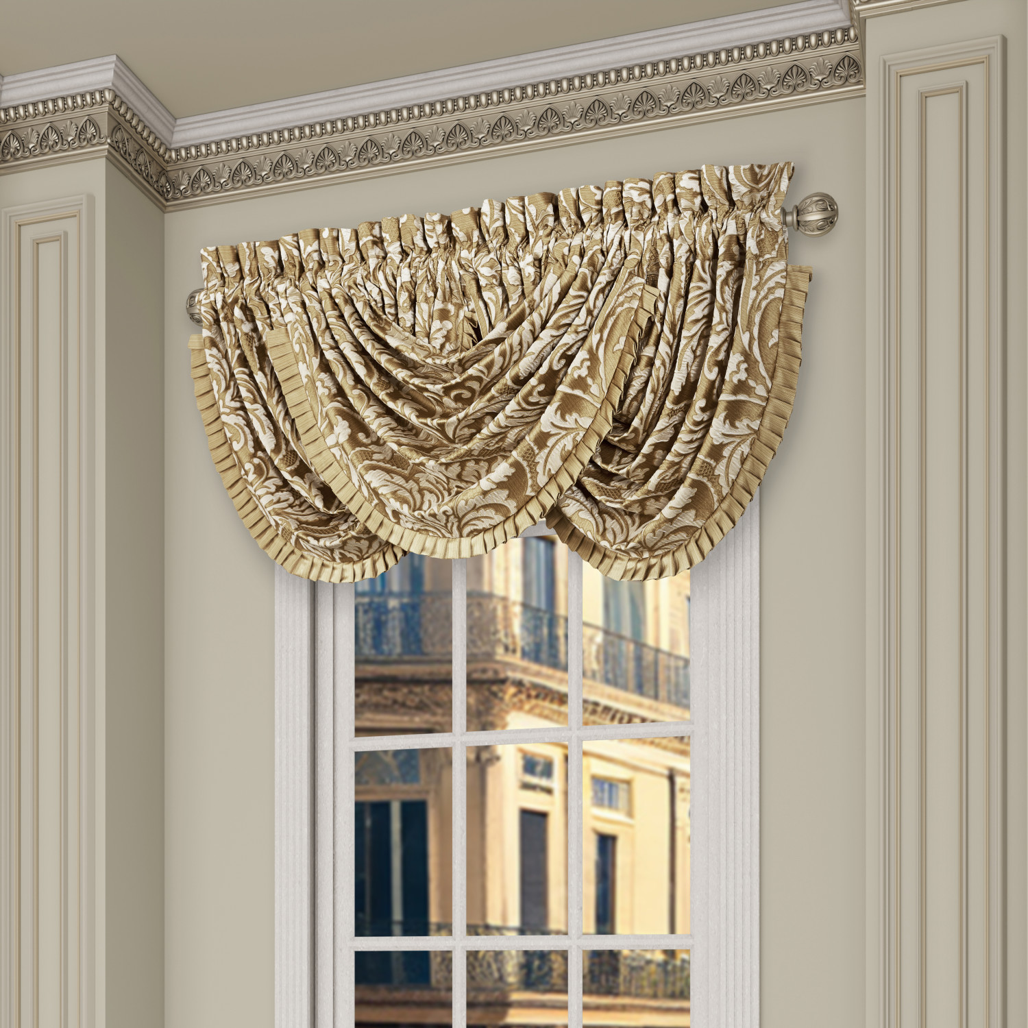 Gold Window Waterfall Valance