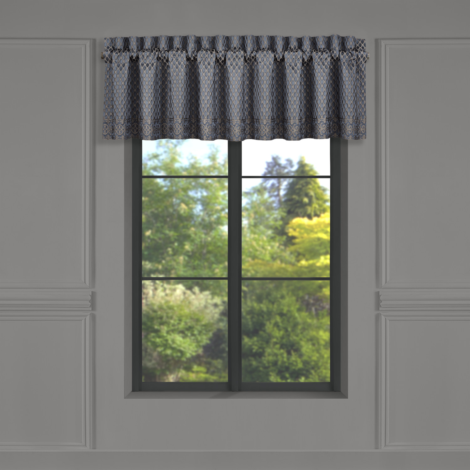 Blue Window Straight Valance