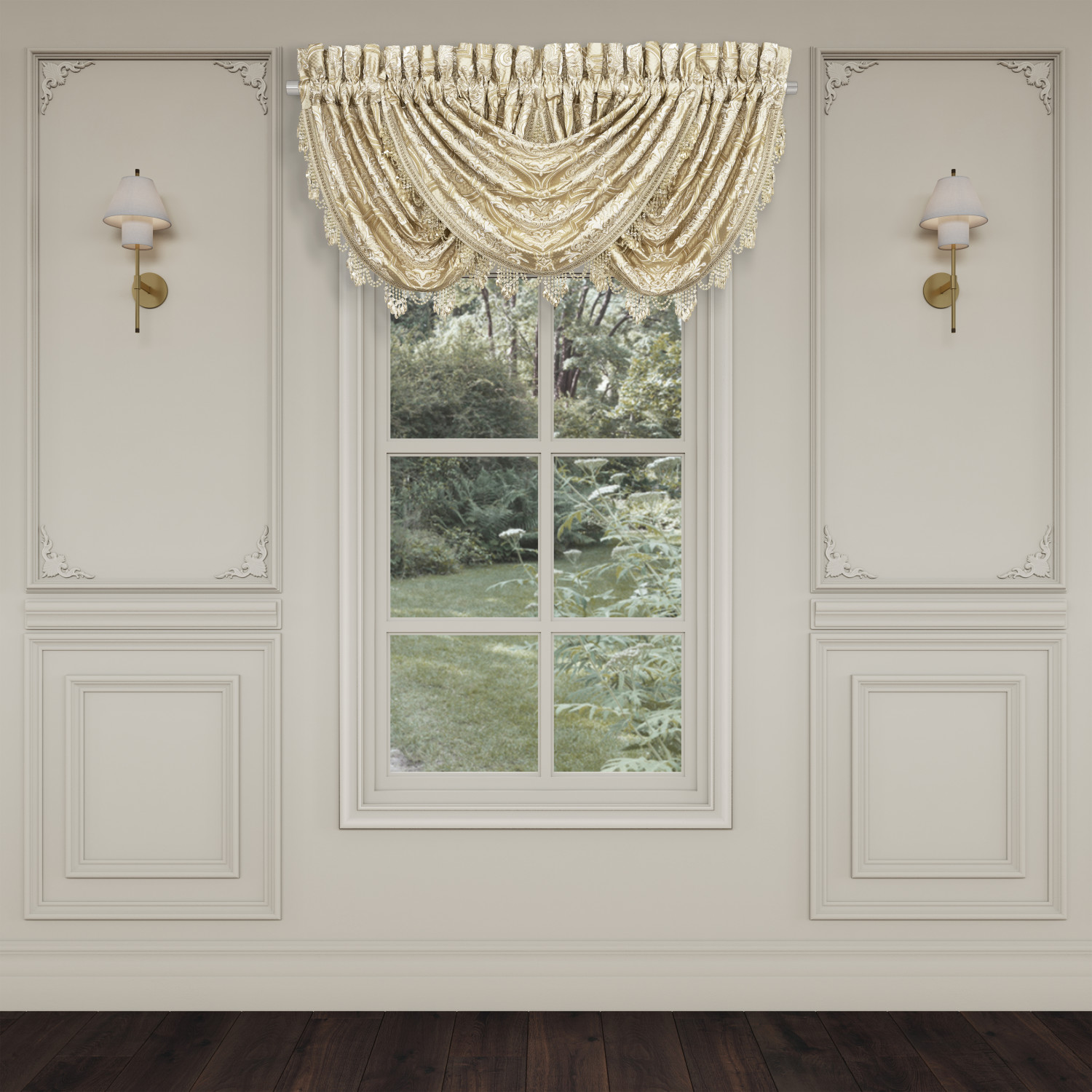 Champagne Window Waterfall Valance