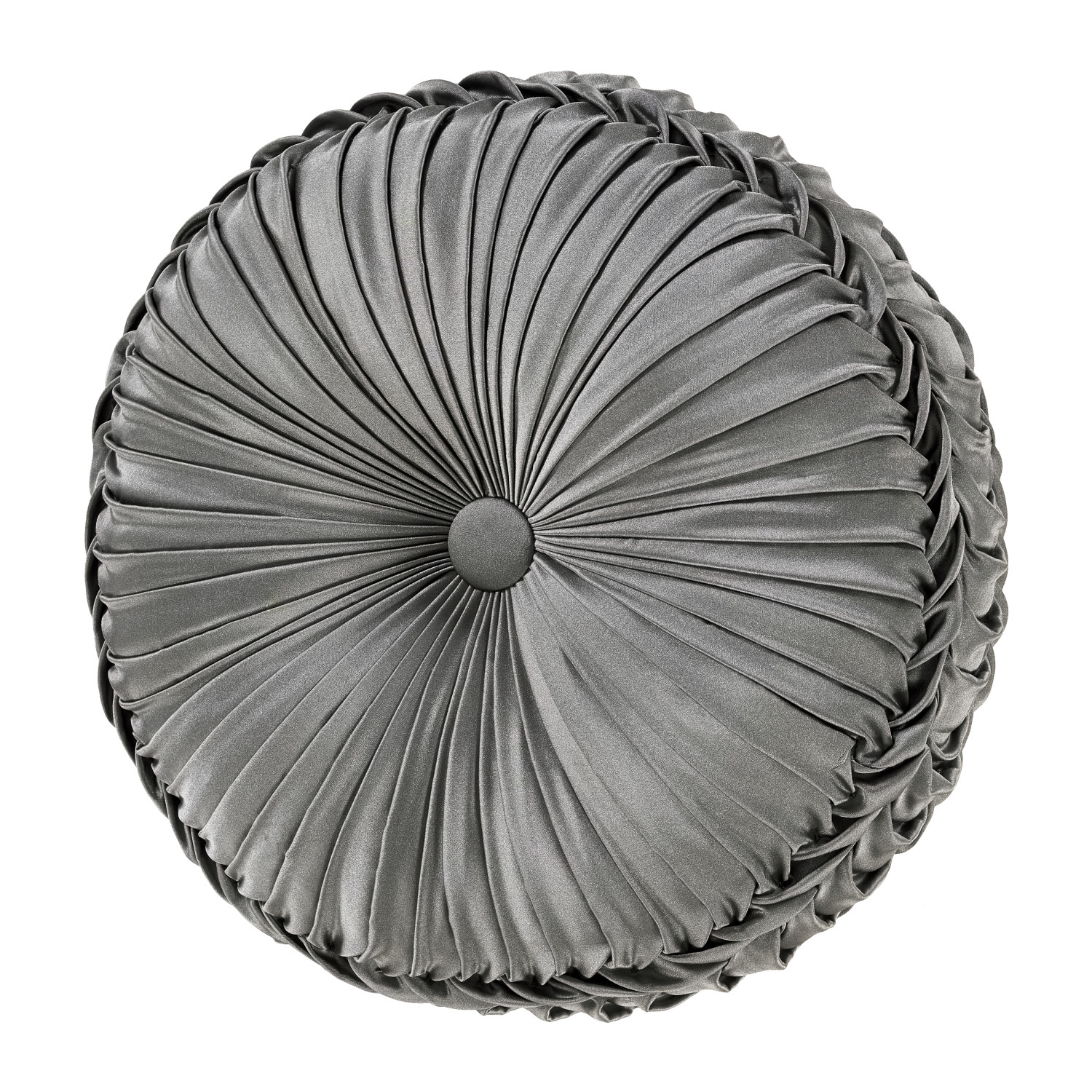 Silver Tufted Round Decorative Throw Pillow