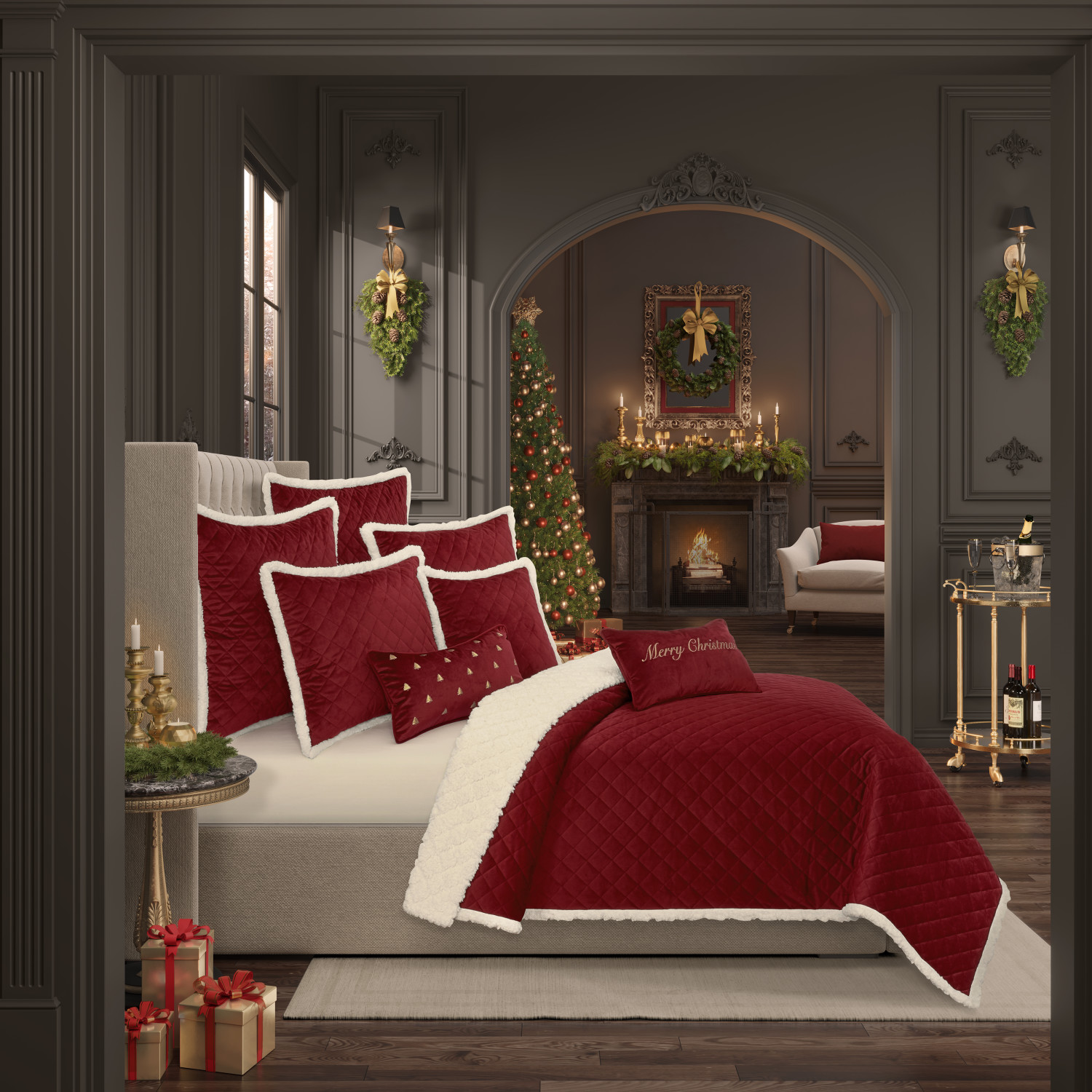 Crimson Euro Quilted Sham