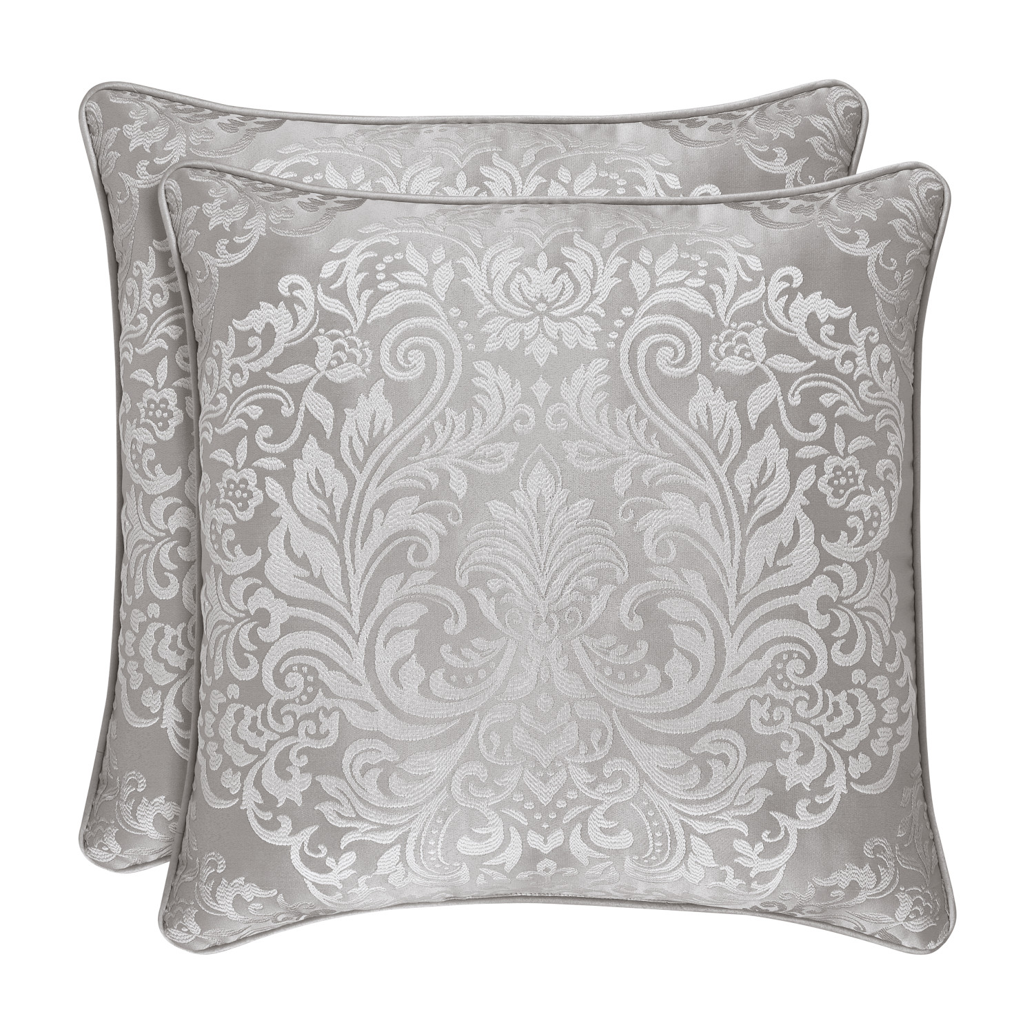 Silver 20inch Square Decorative Throw Pillow