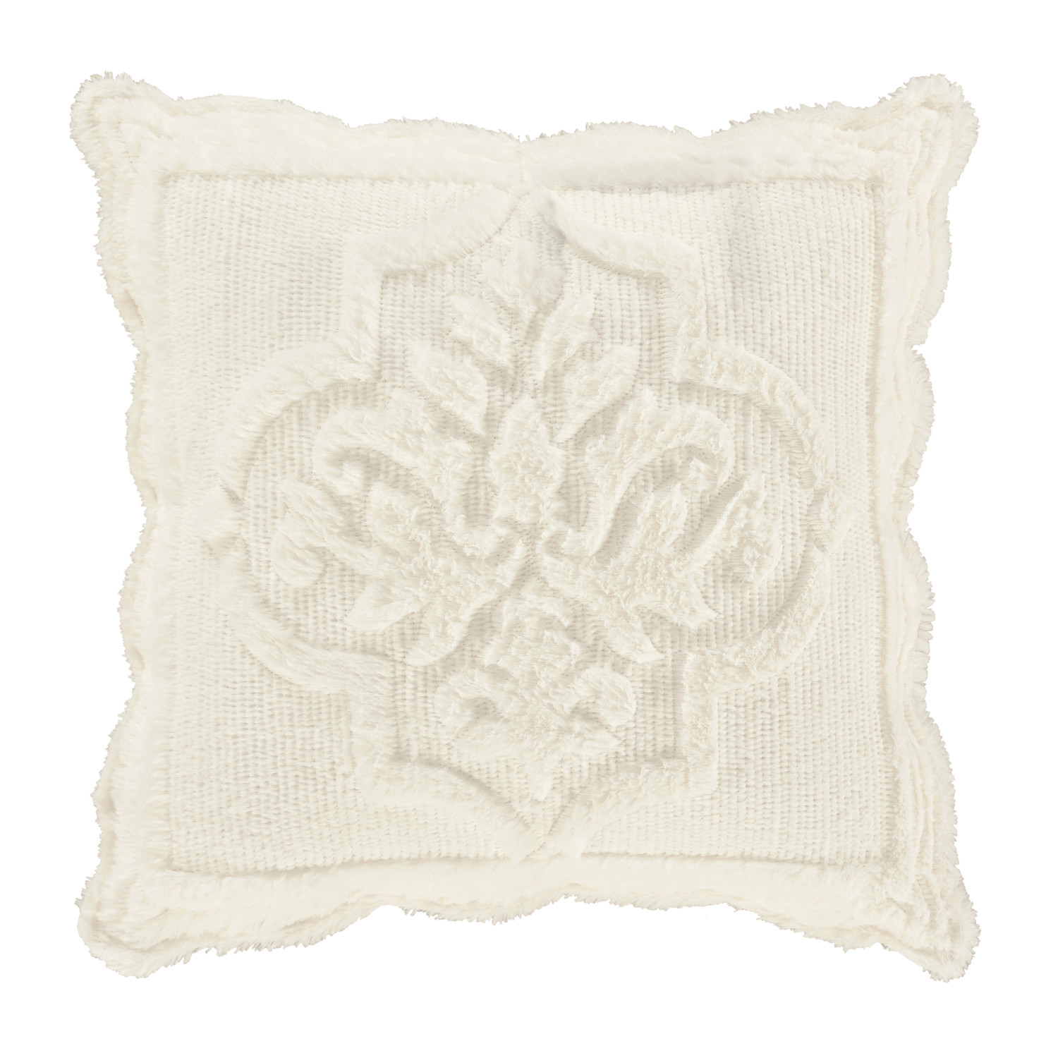 Winter White 18inch Square Quilted Decorative Throw Pillow