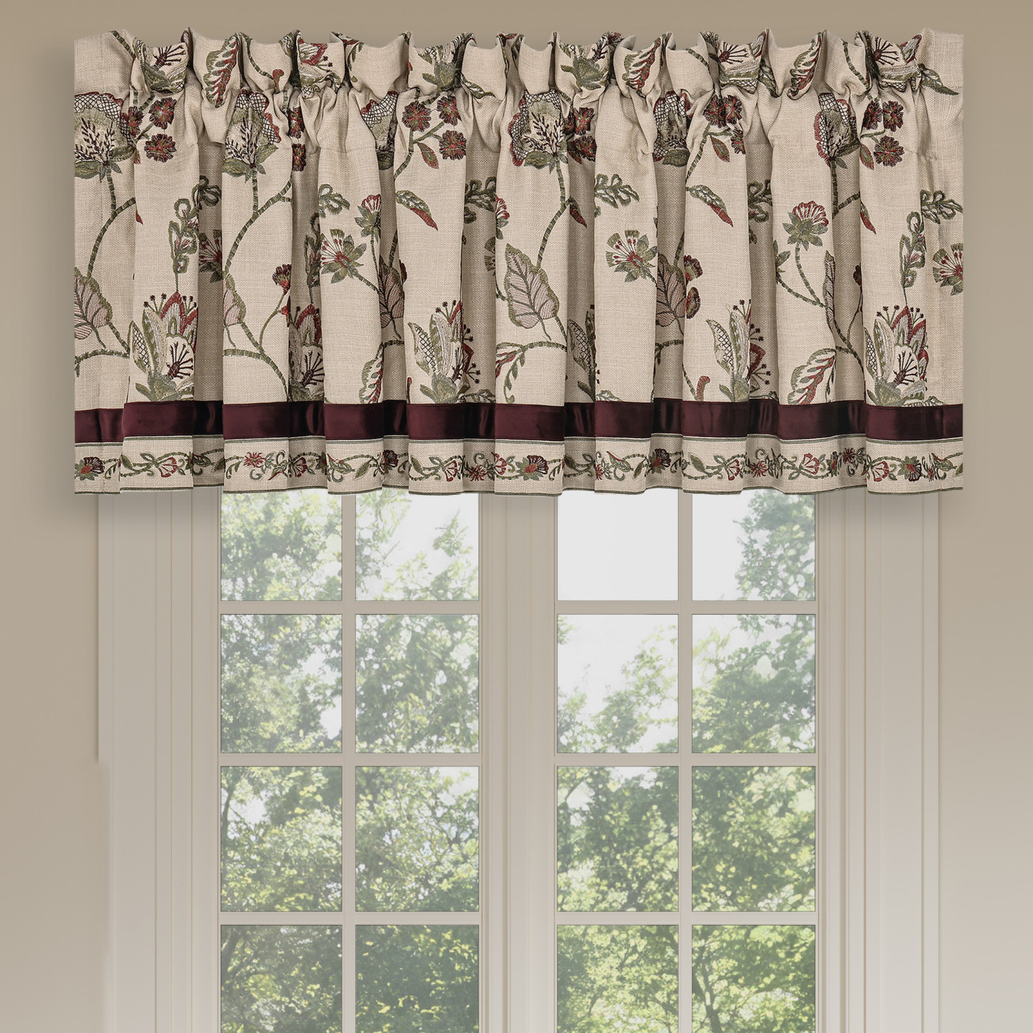Red Window Straight Valance