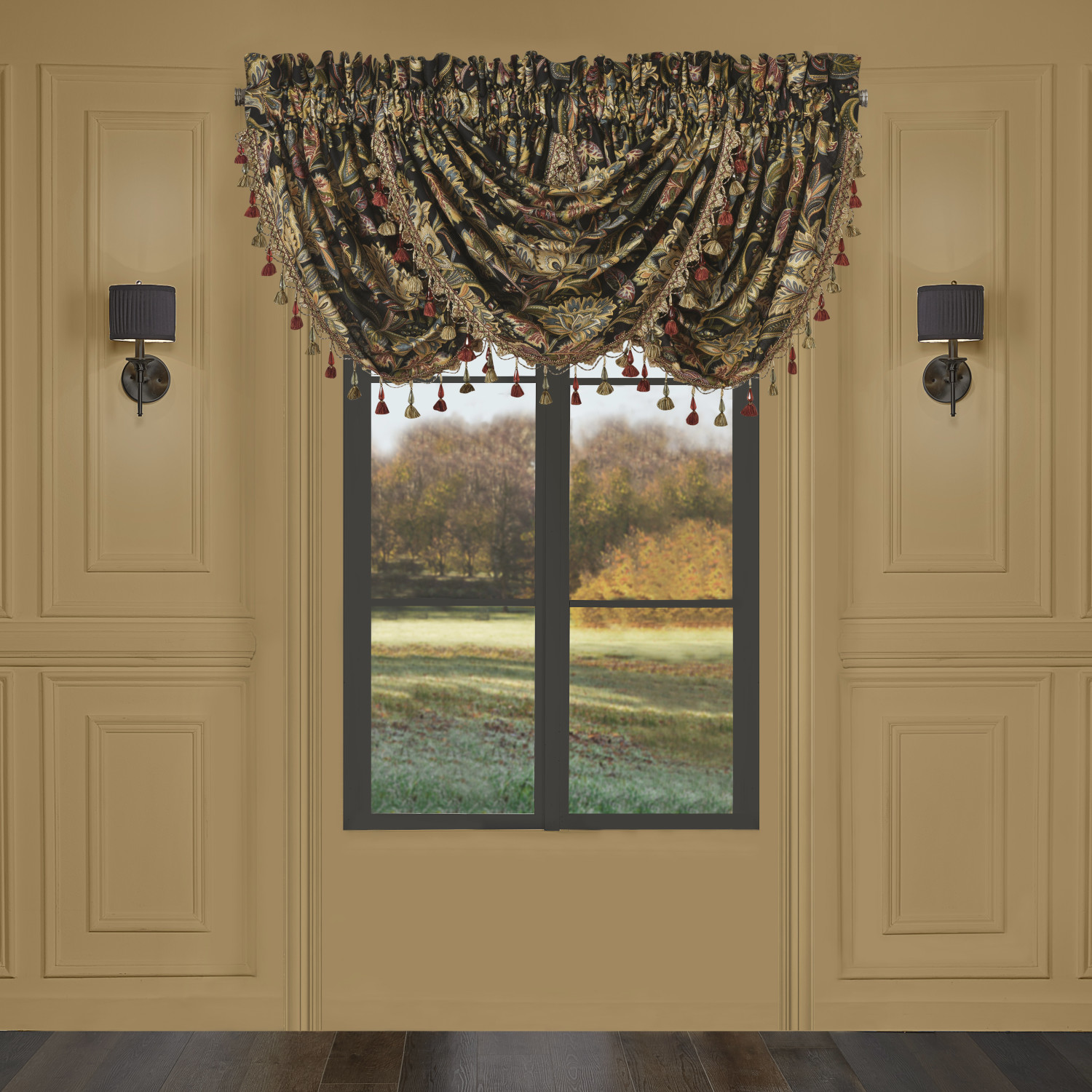 Black Window Waterfall Valance
