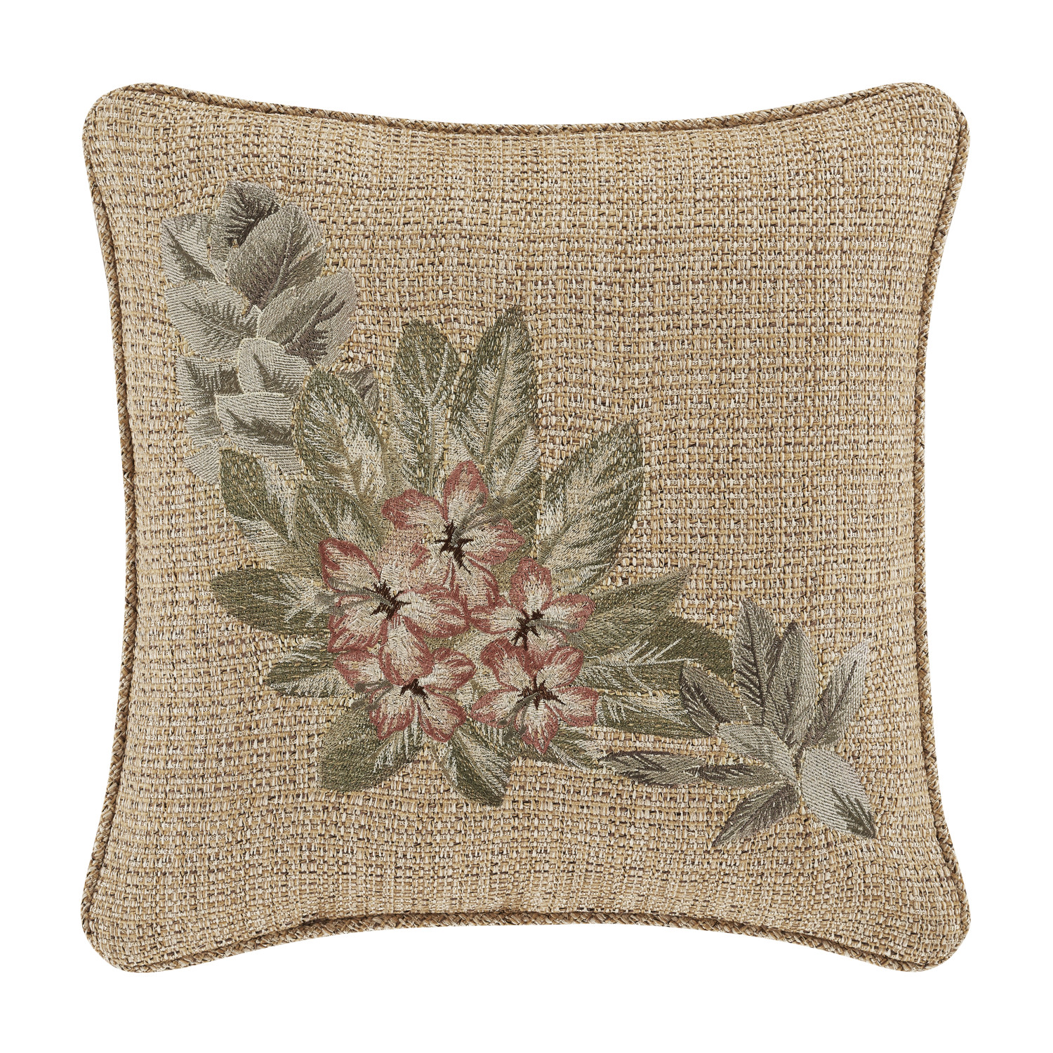 Gold 18inch Square Embellished Decorative Throw Pillow