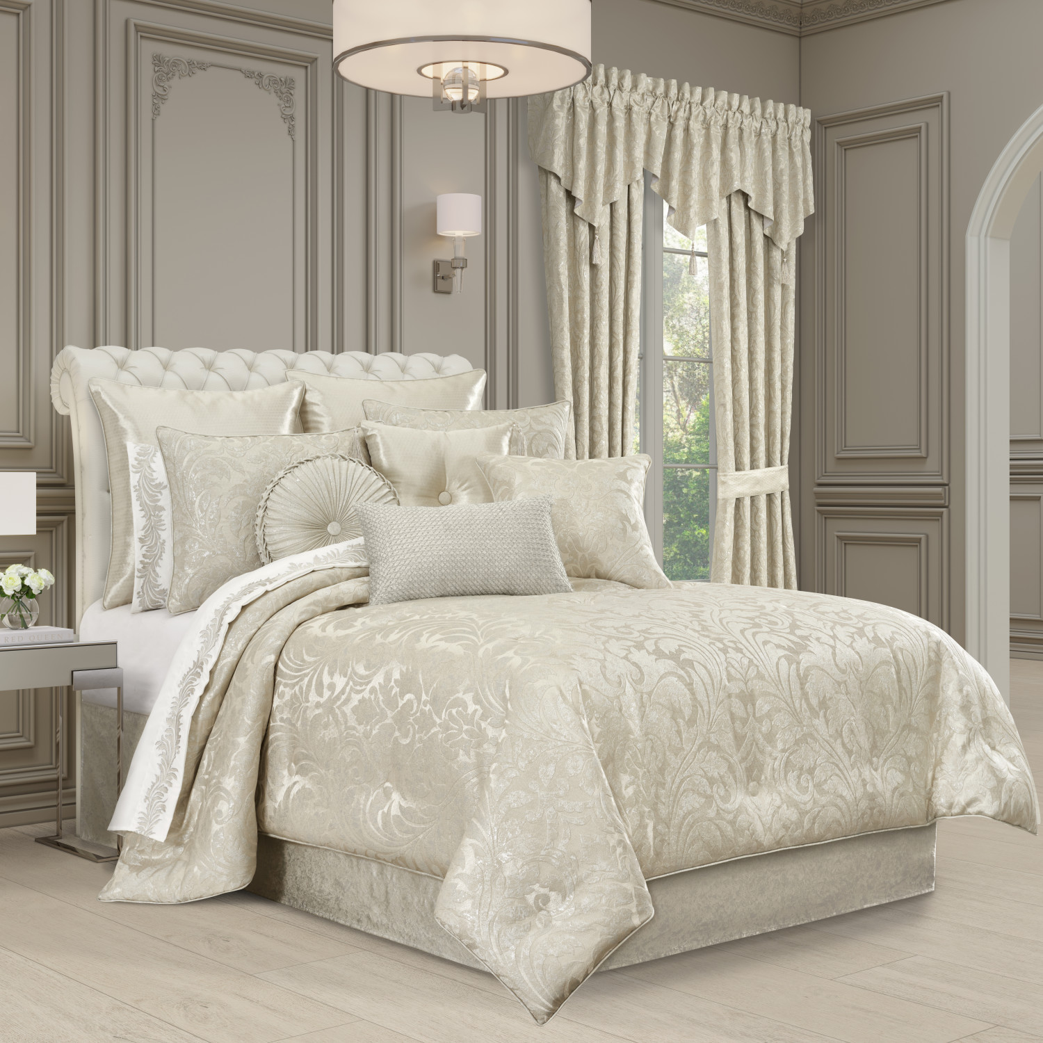 Champagne Tufted Round Decorative Throw Pillow