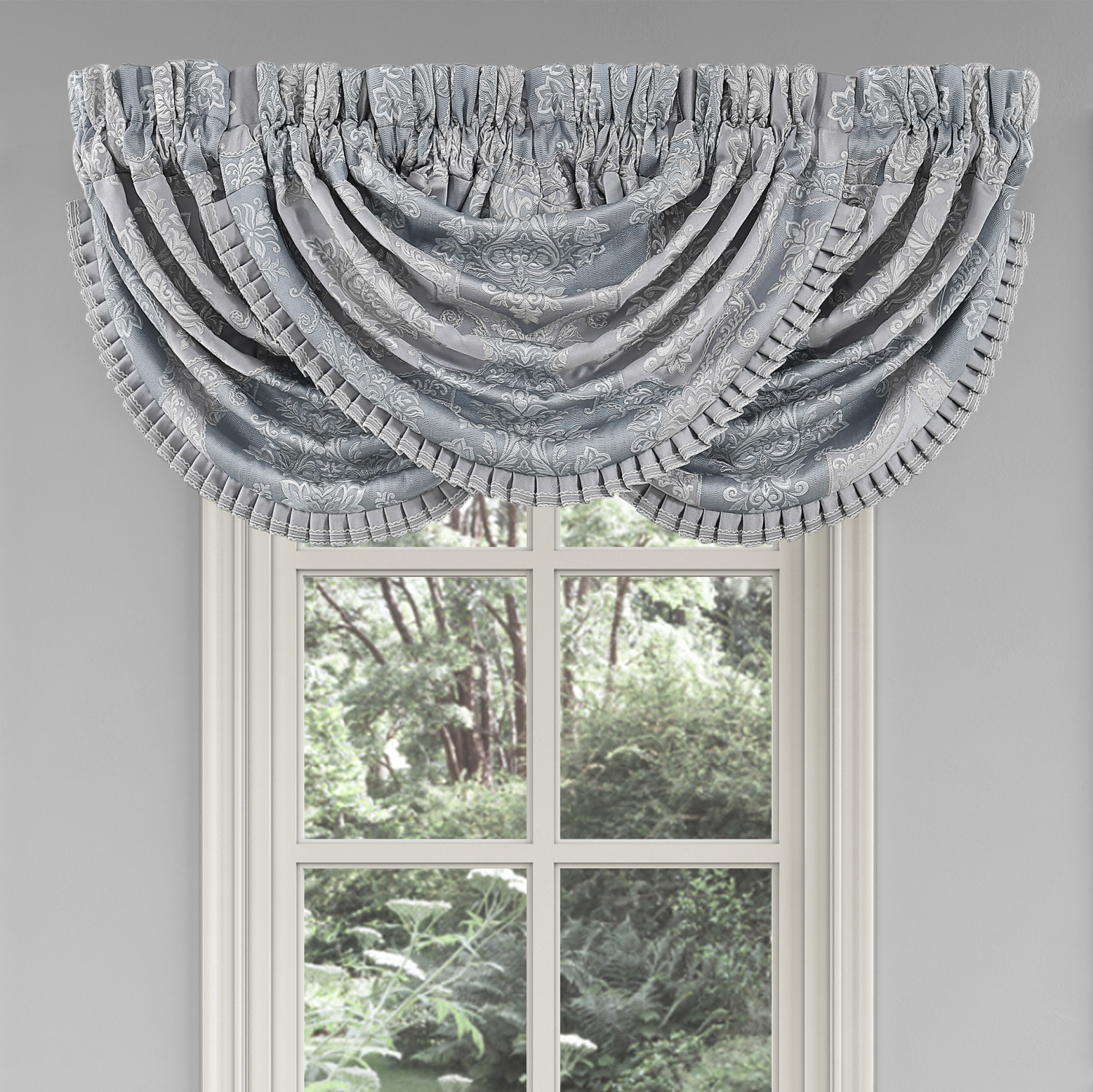 Powder Blue Window Waterfall Valance