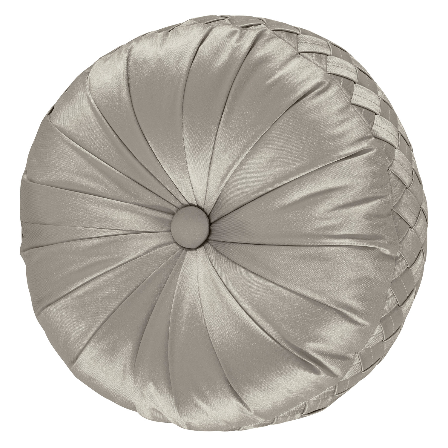 Silver Tufted Round Decorative Throw Pillow
