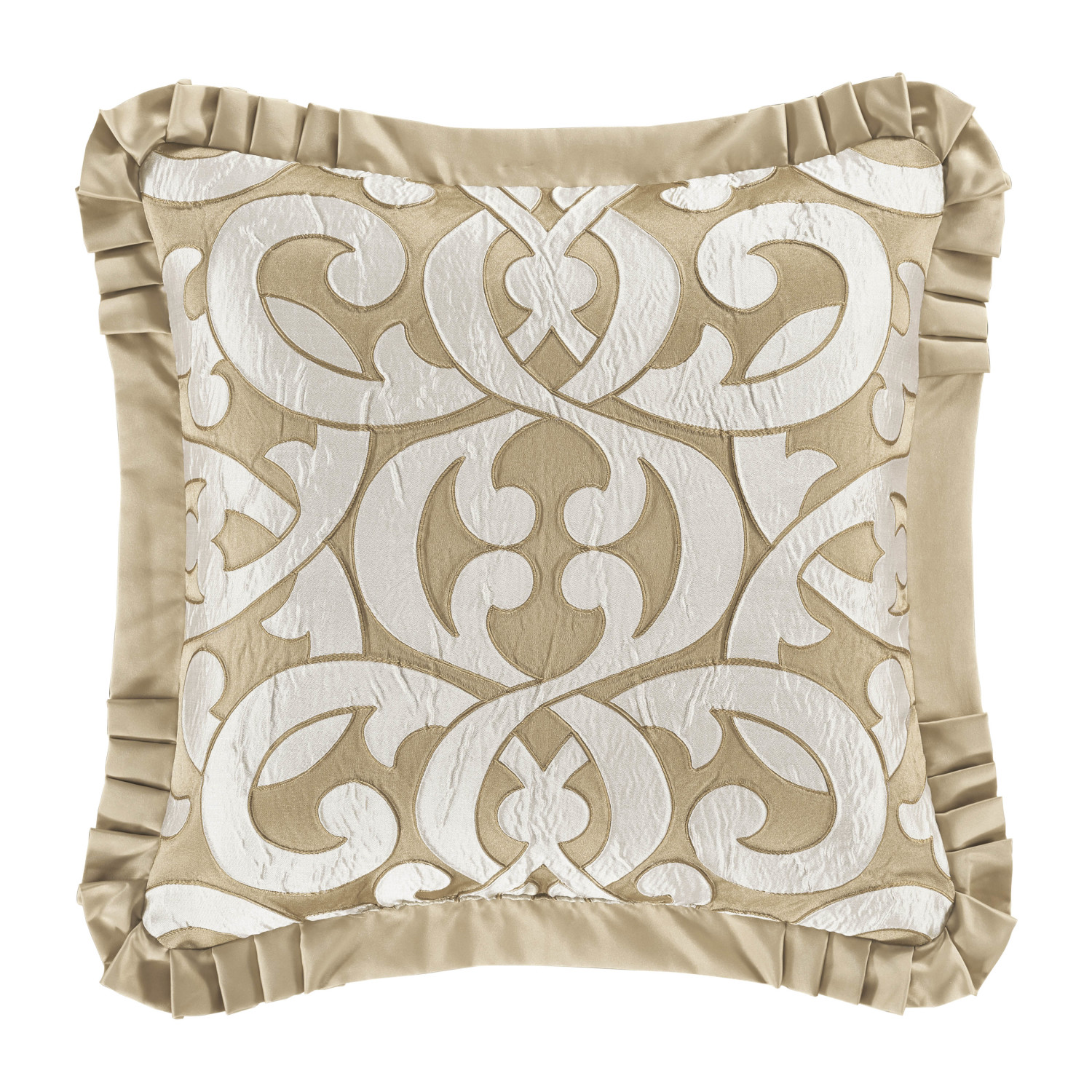 Gold 20inch Square Embellished Decorative Throw Pillow