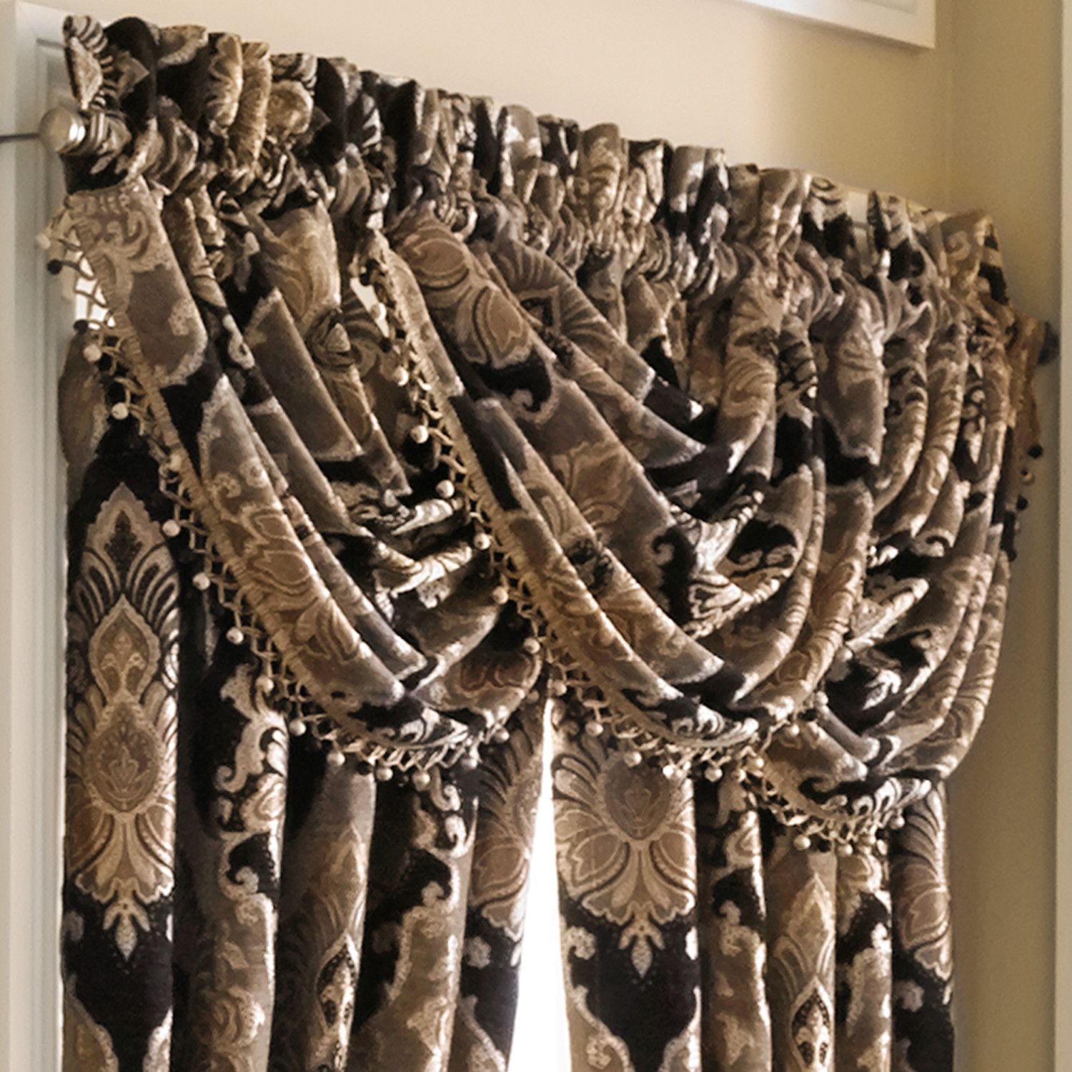 Black Window Waterfall Valance