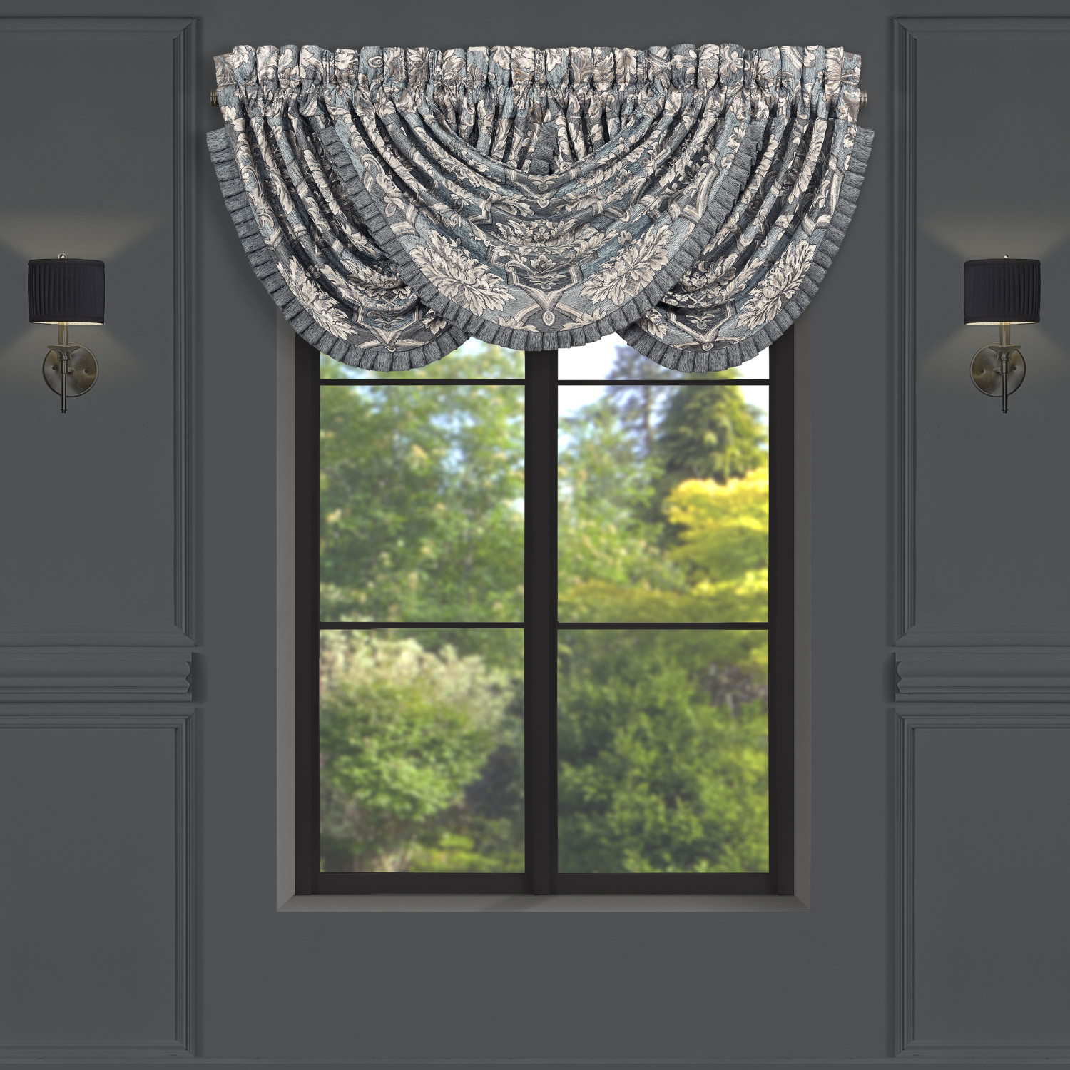 Powder Blue Window Waterfall Valance