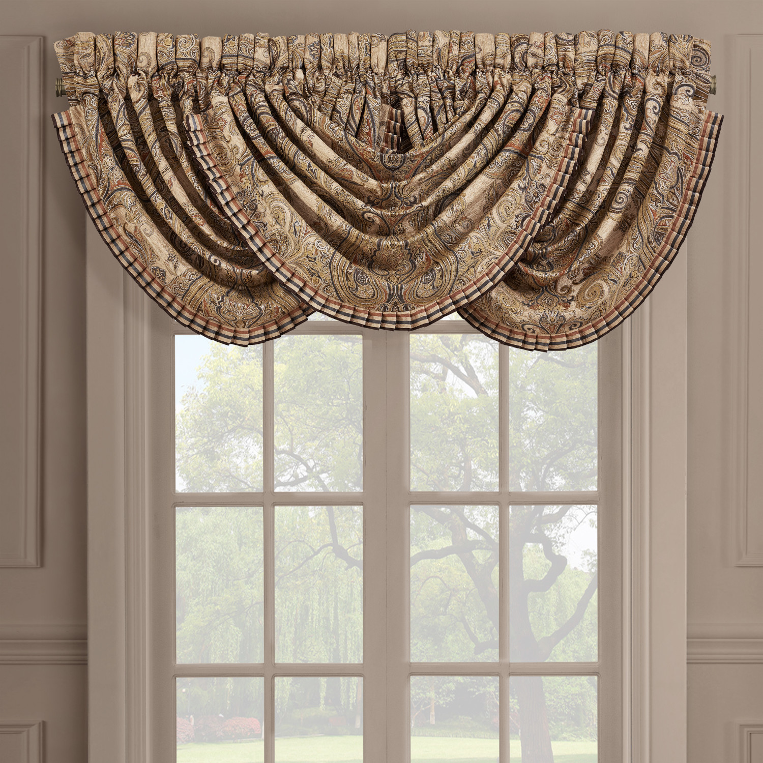 Beige Window Waterfall Valance