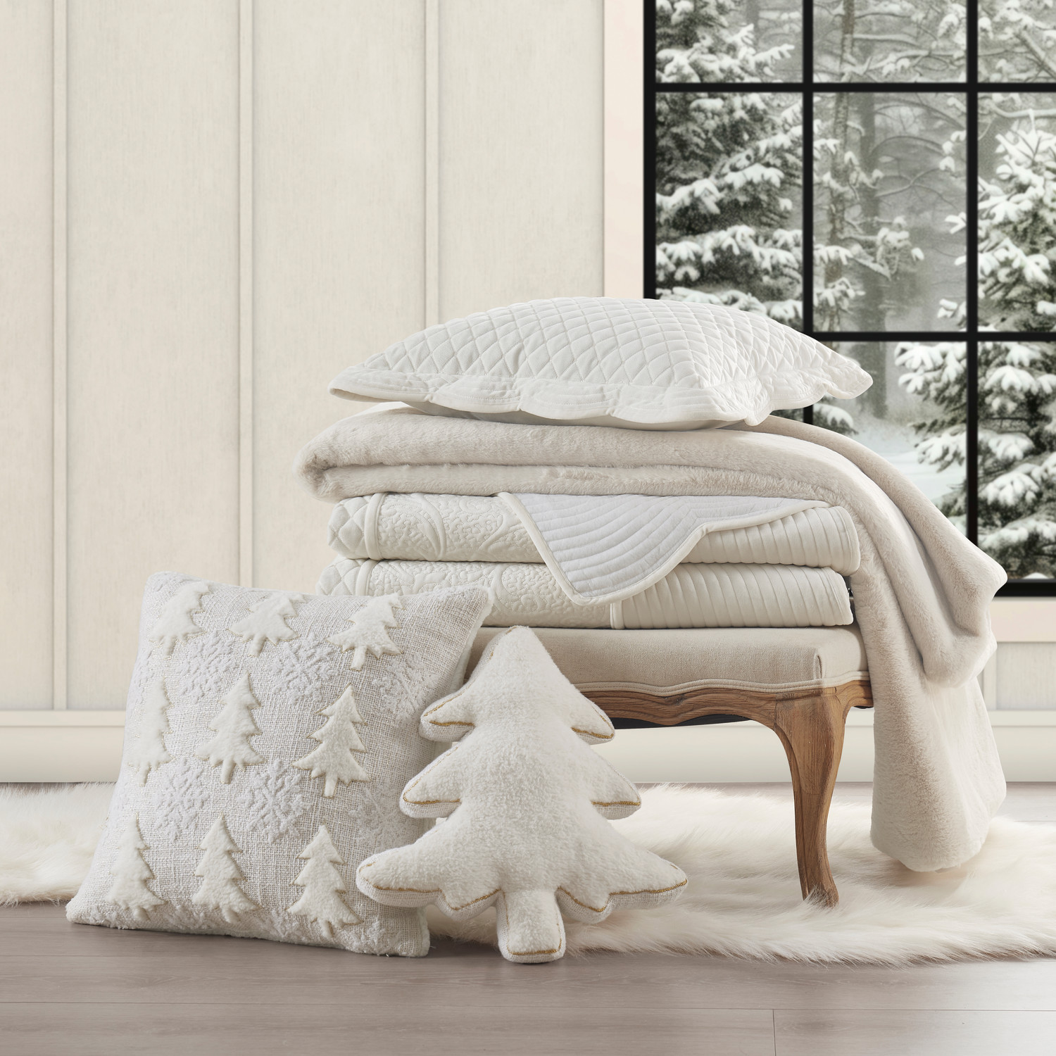 Winter White Boudoir Decorative Throw Pillow