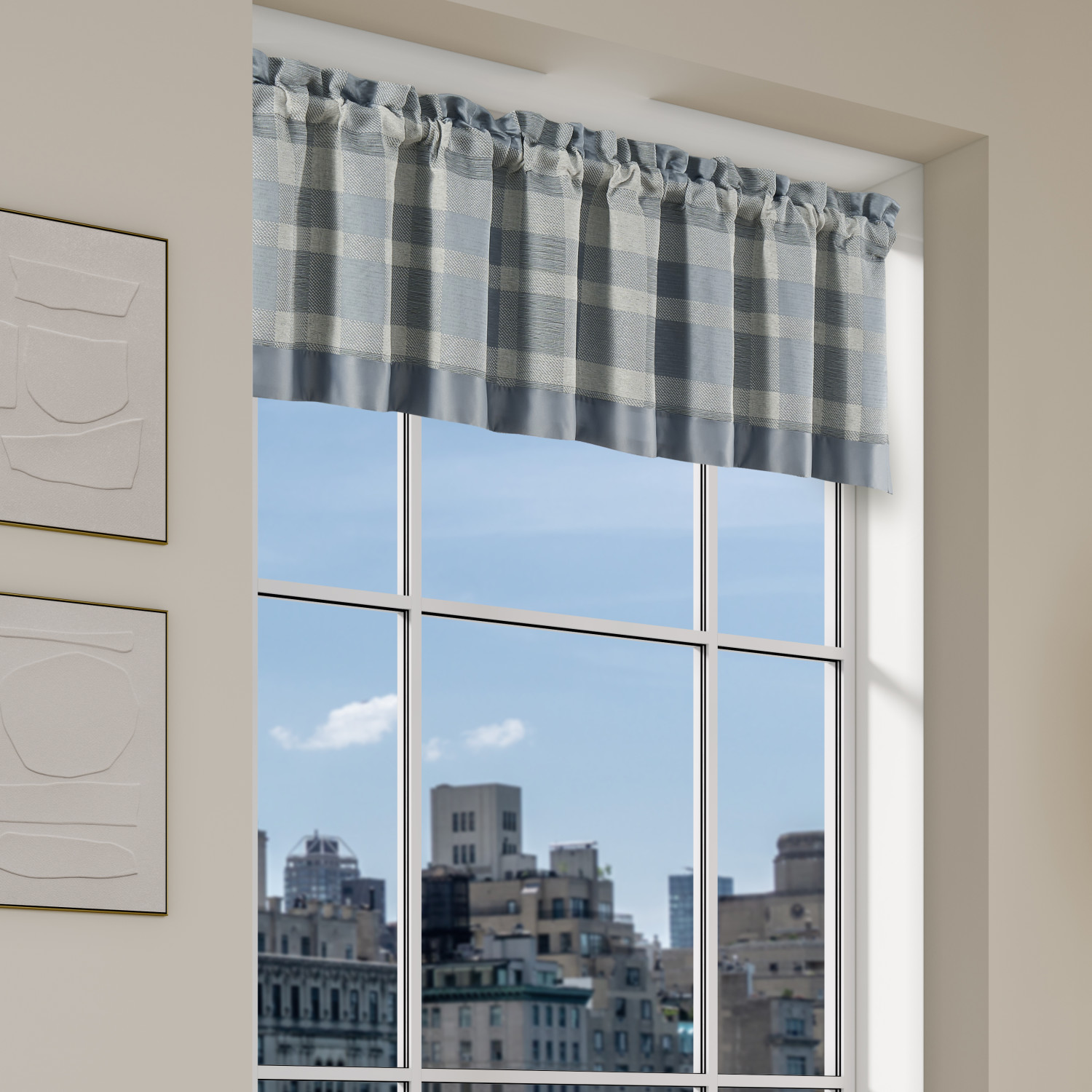 Blue Window Straight Valance
