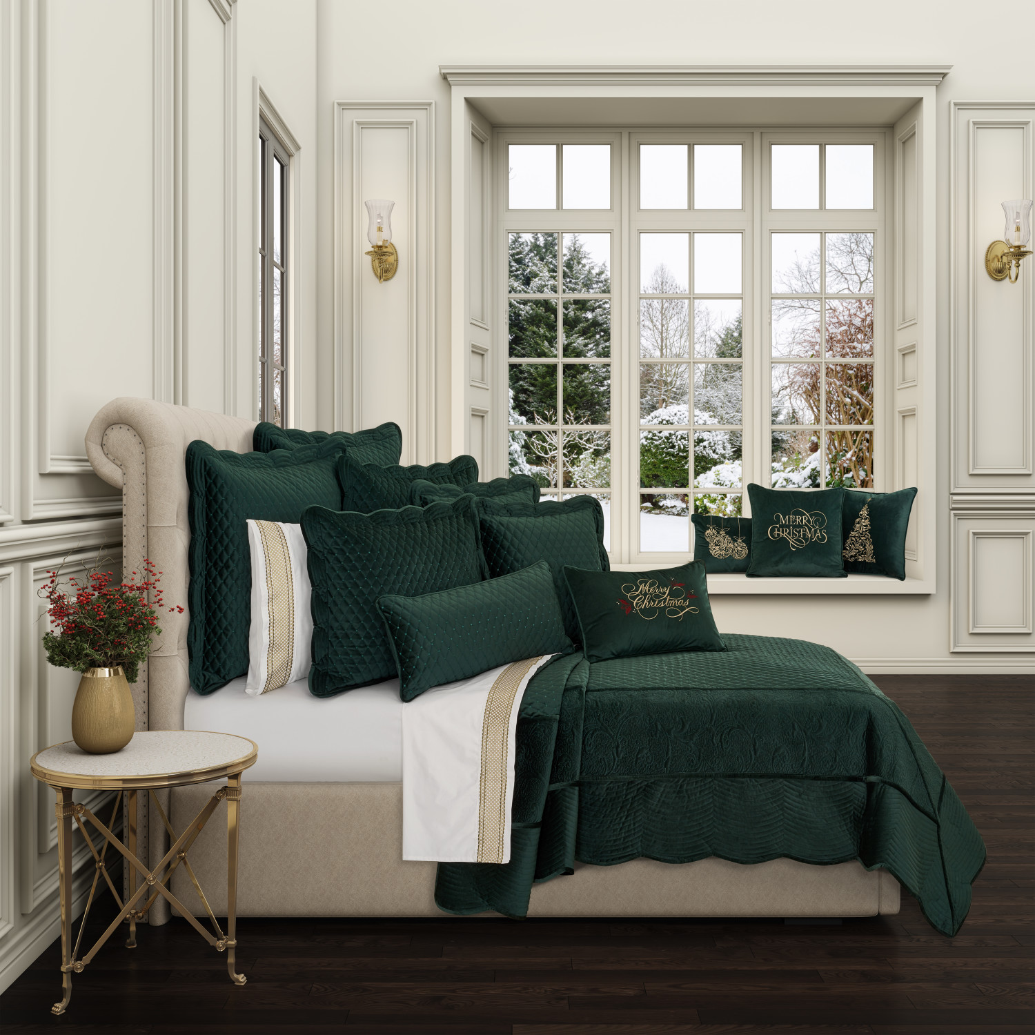 Evergreen 18inch Square Quilted Decorative Throw Pillow