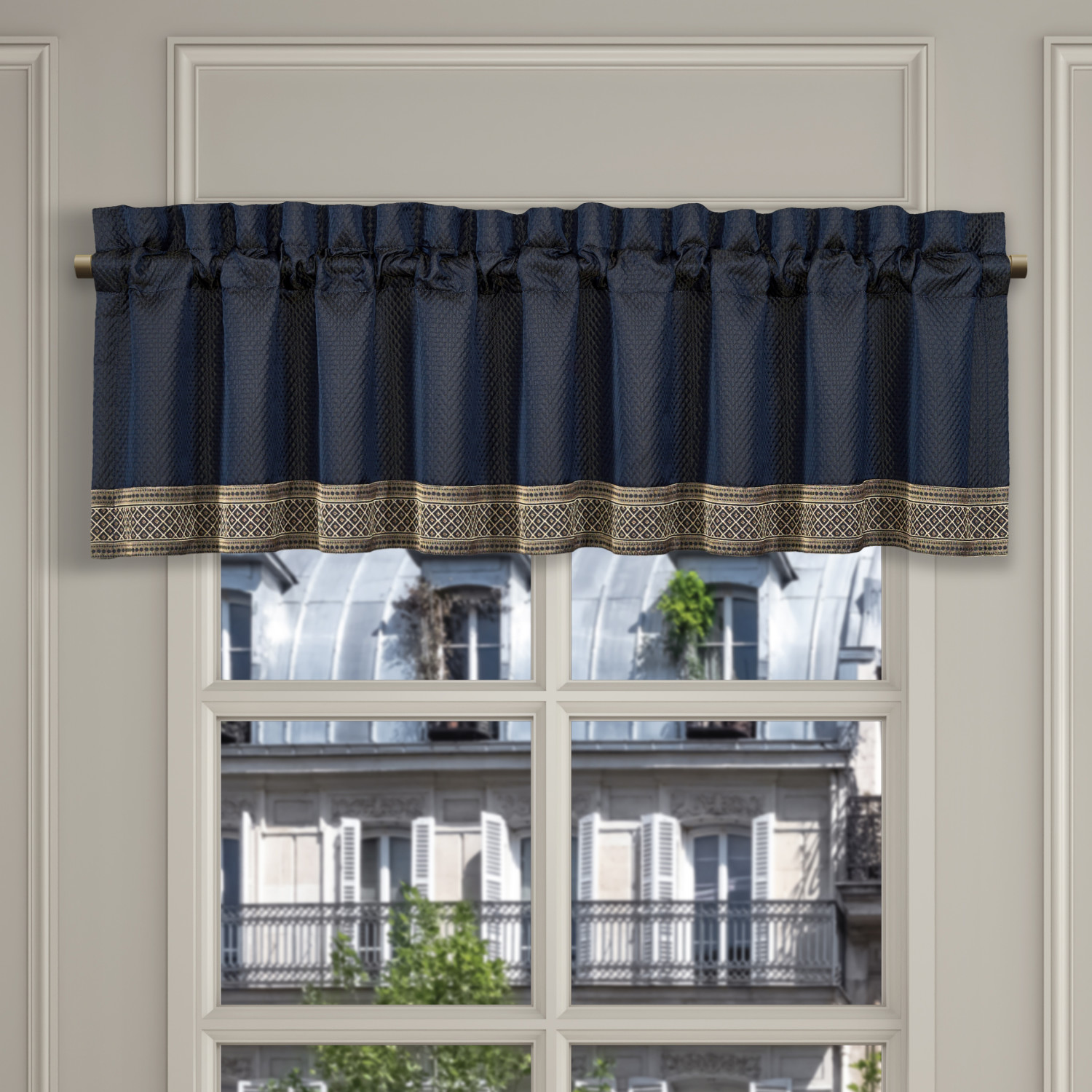 Royal Blue Window Straight Valance