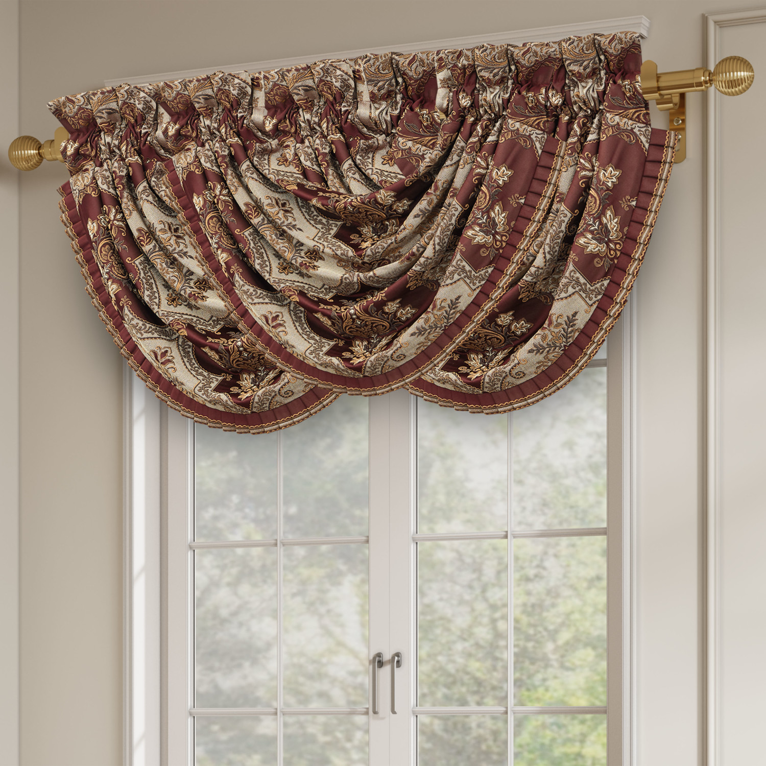 Bordeaux Window Waterfall Valance