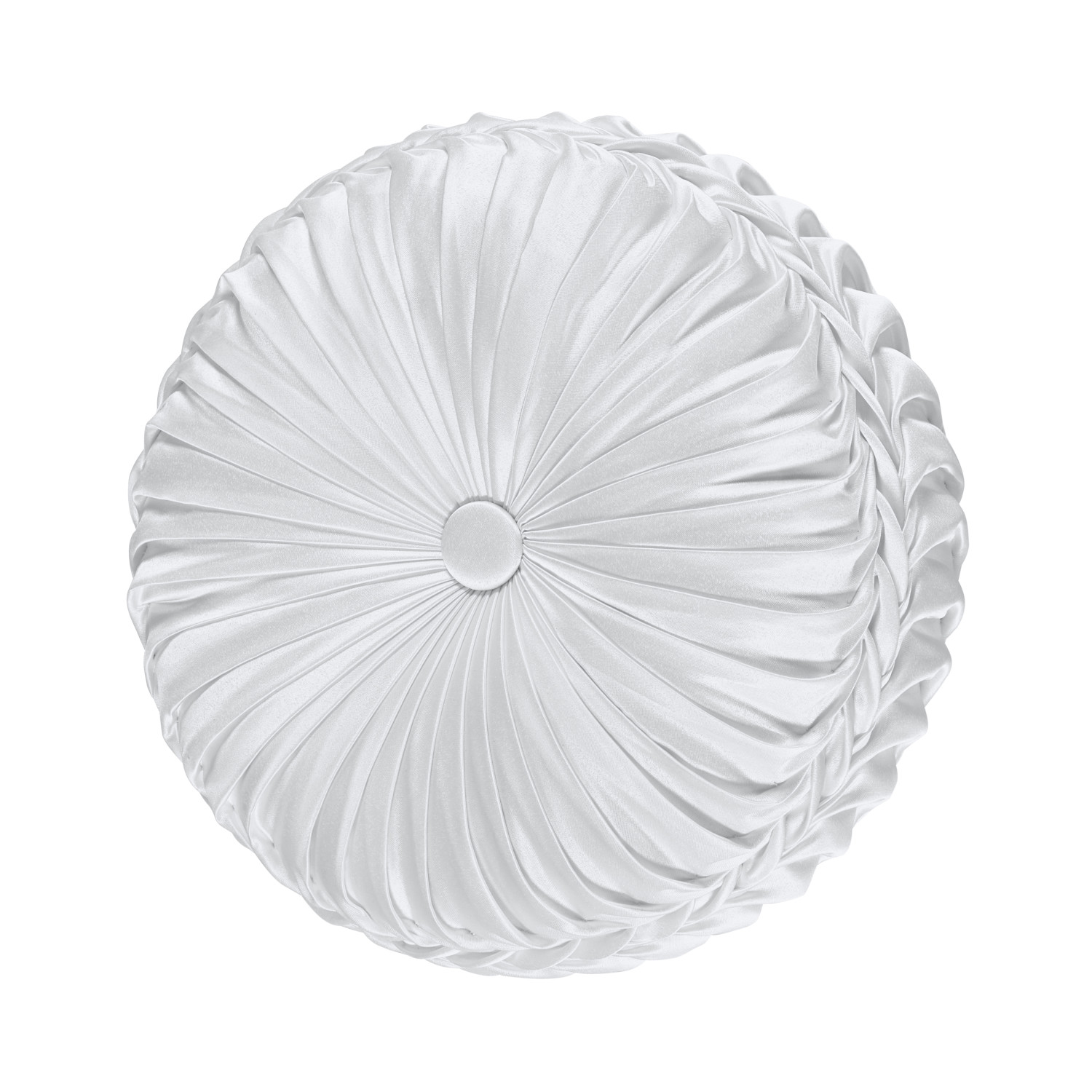 White Tufted Round Decorative Throw Pillow