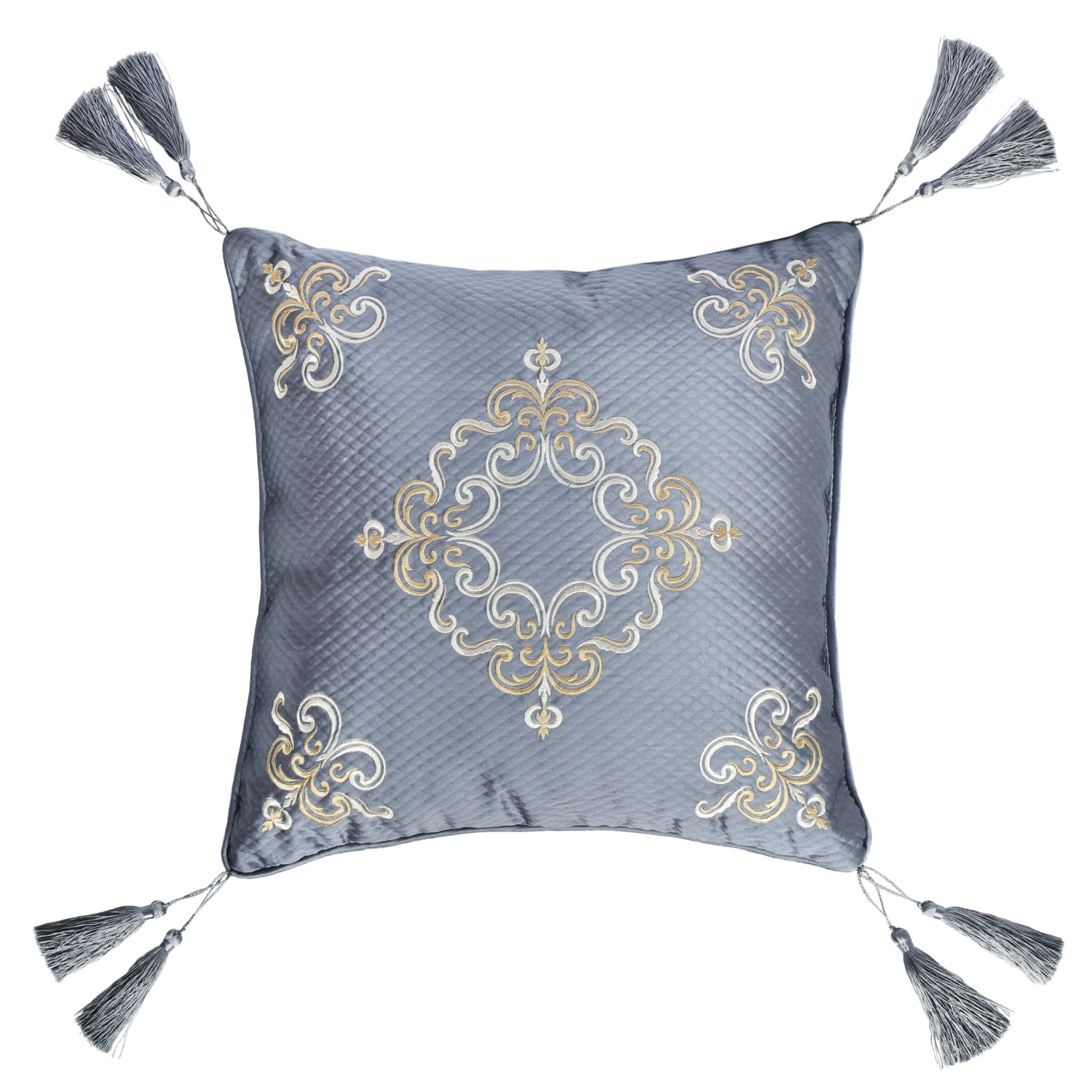 Powder Blue 18inch Square Embellished Decorative Throw Pillow