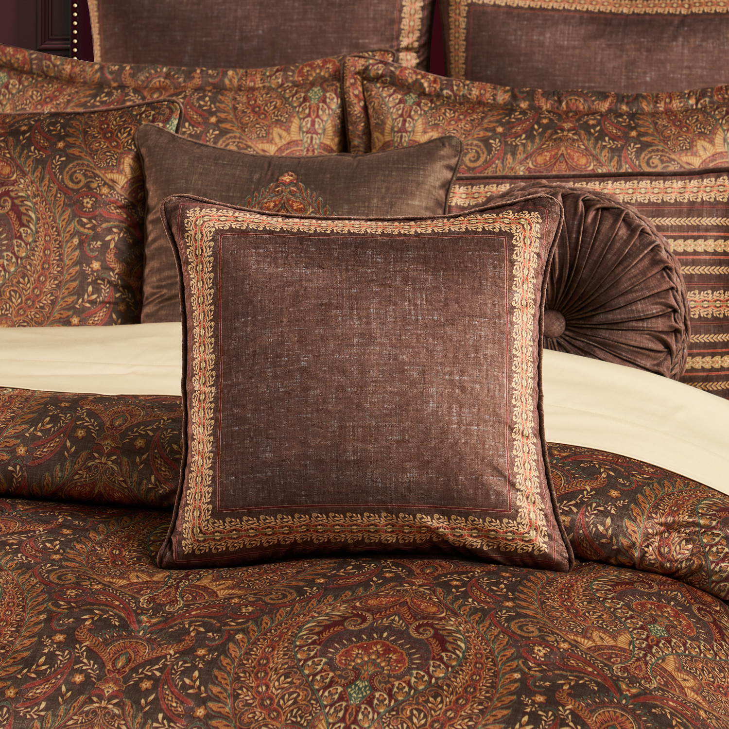 Chocolate 18inch Square Decorative Throw Pillow