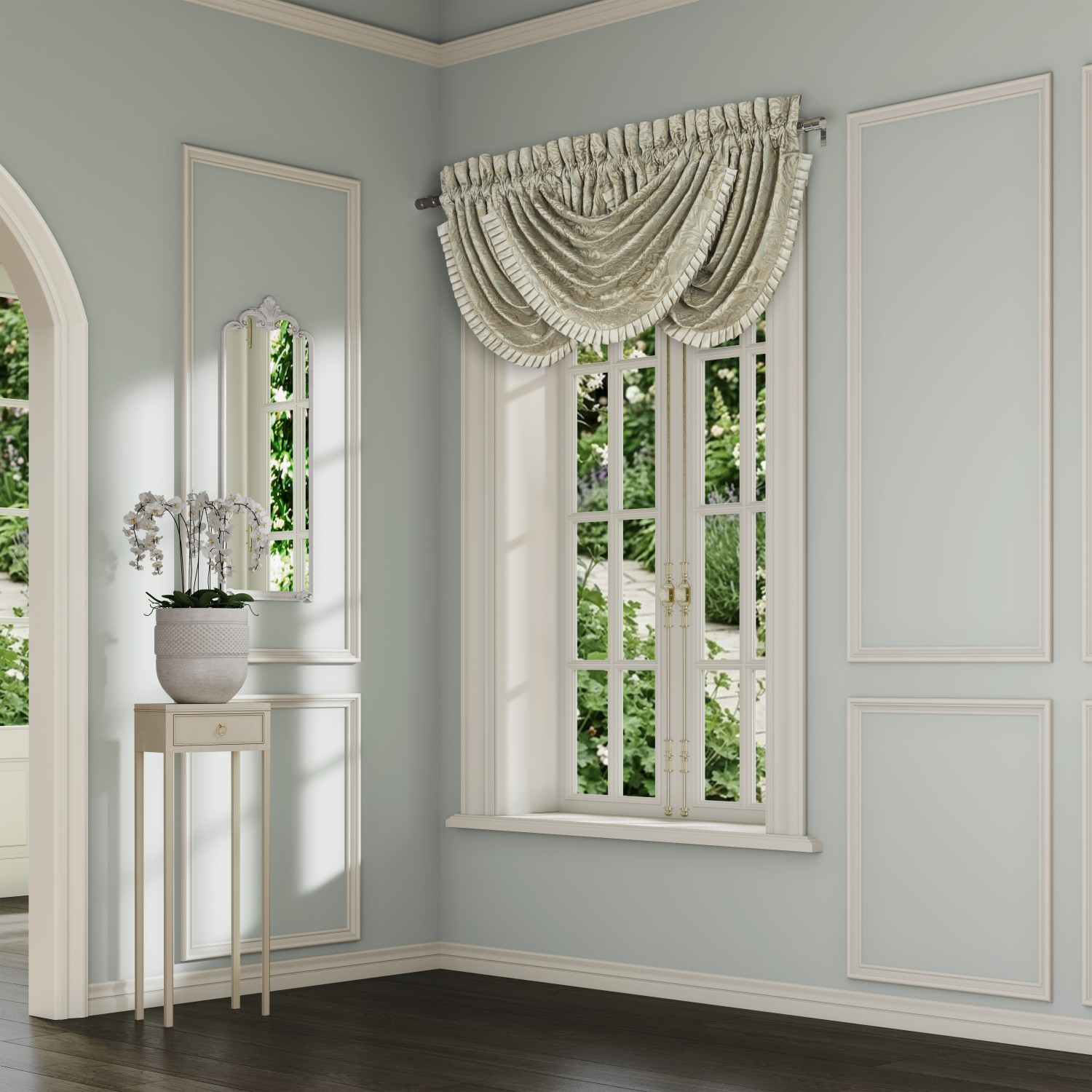 Aqua Window Waterfall Valance
